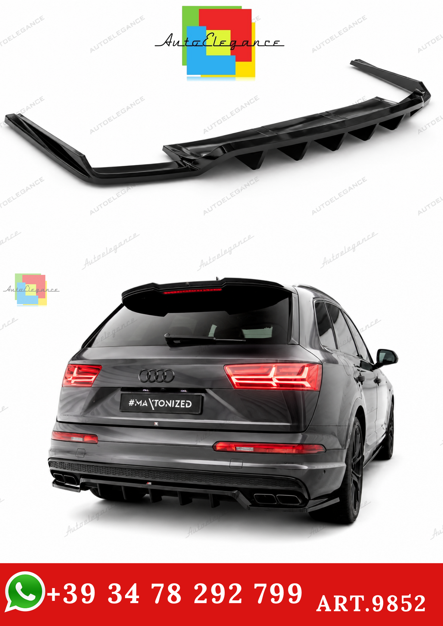 🔥ART.9852 SPLITTER POSTERIORE (CON BARRE VERTICALI) AUDI SQ7 / Q7 S-LINE Mk2🔥