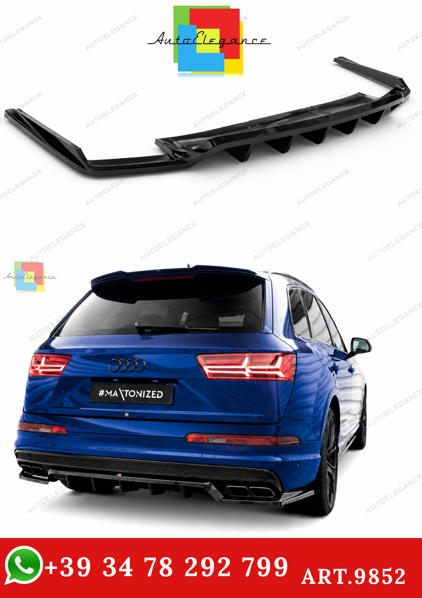 🔥ART.9852 SPLITTER POSTERIORE (CON BARRE VERTICALI) AUDI SQ7 / Q7 S-LINE Mk2🔥