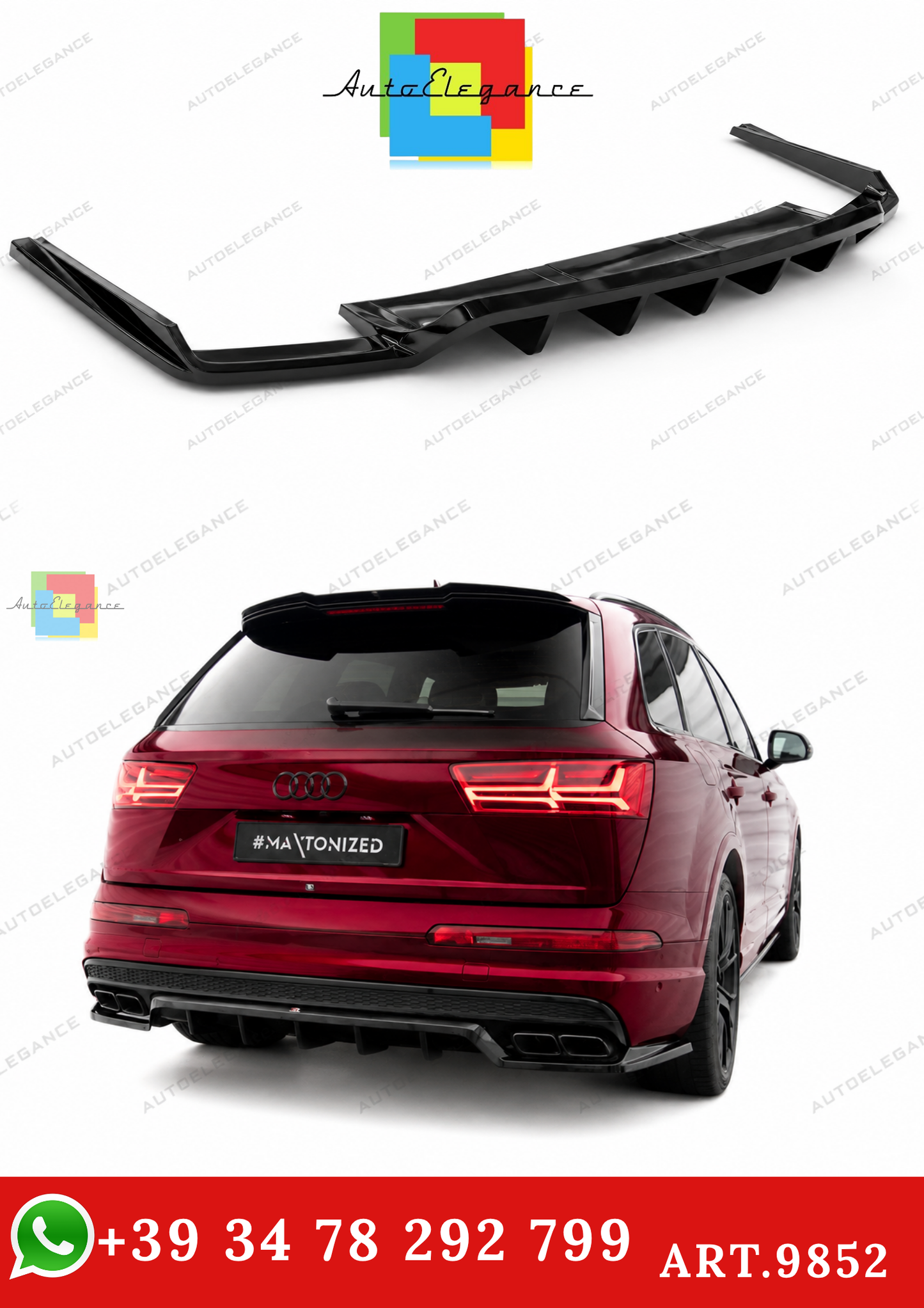 🔥ART.9852 SPLITTER POSTERIORE (CON BARRE VERTICALI) AUDI SQ7 / Q7 S-LINE Mk2🔥