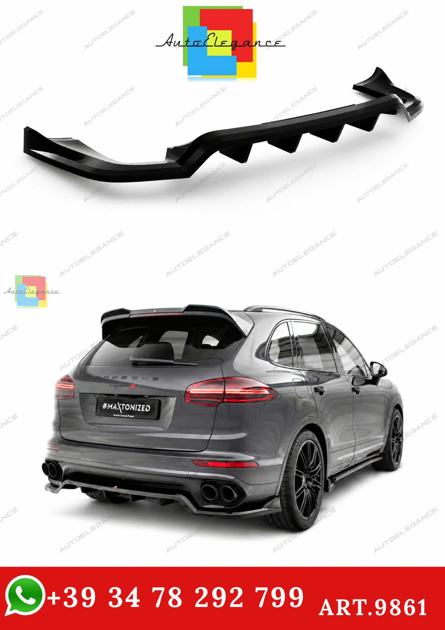 🔥ART.9861 SPLITTER POSTERIORE PER PORSCHE CAYENNE Mk2 FACELIFT🔥