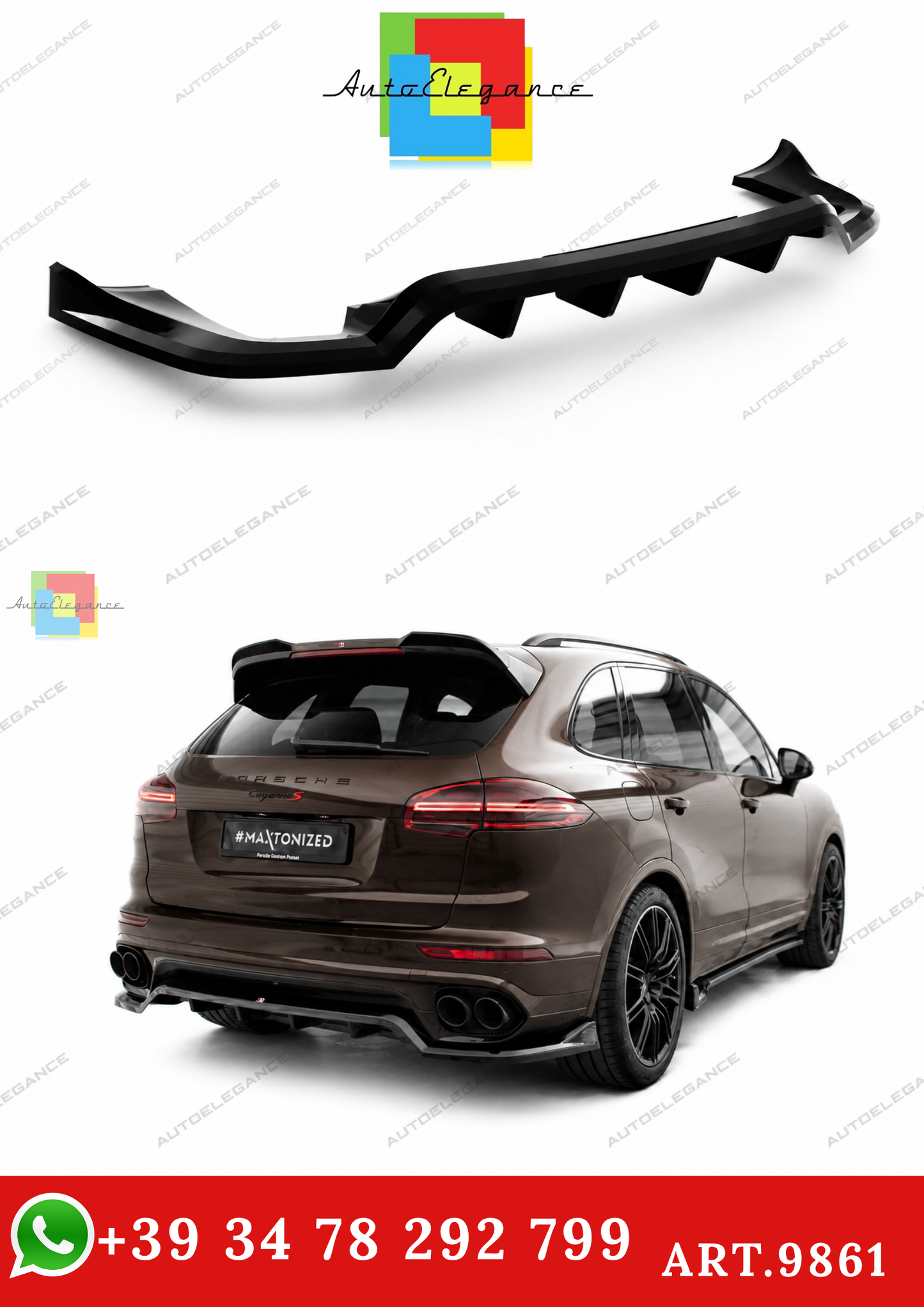 🔥ART.9861 SPLITTER POSTERIORE PER PORSCHE CAYENNE Mk2 FACELIFT🔥