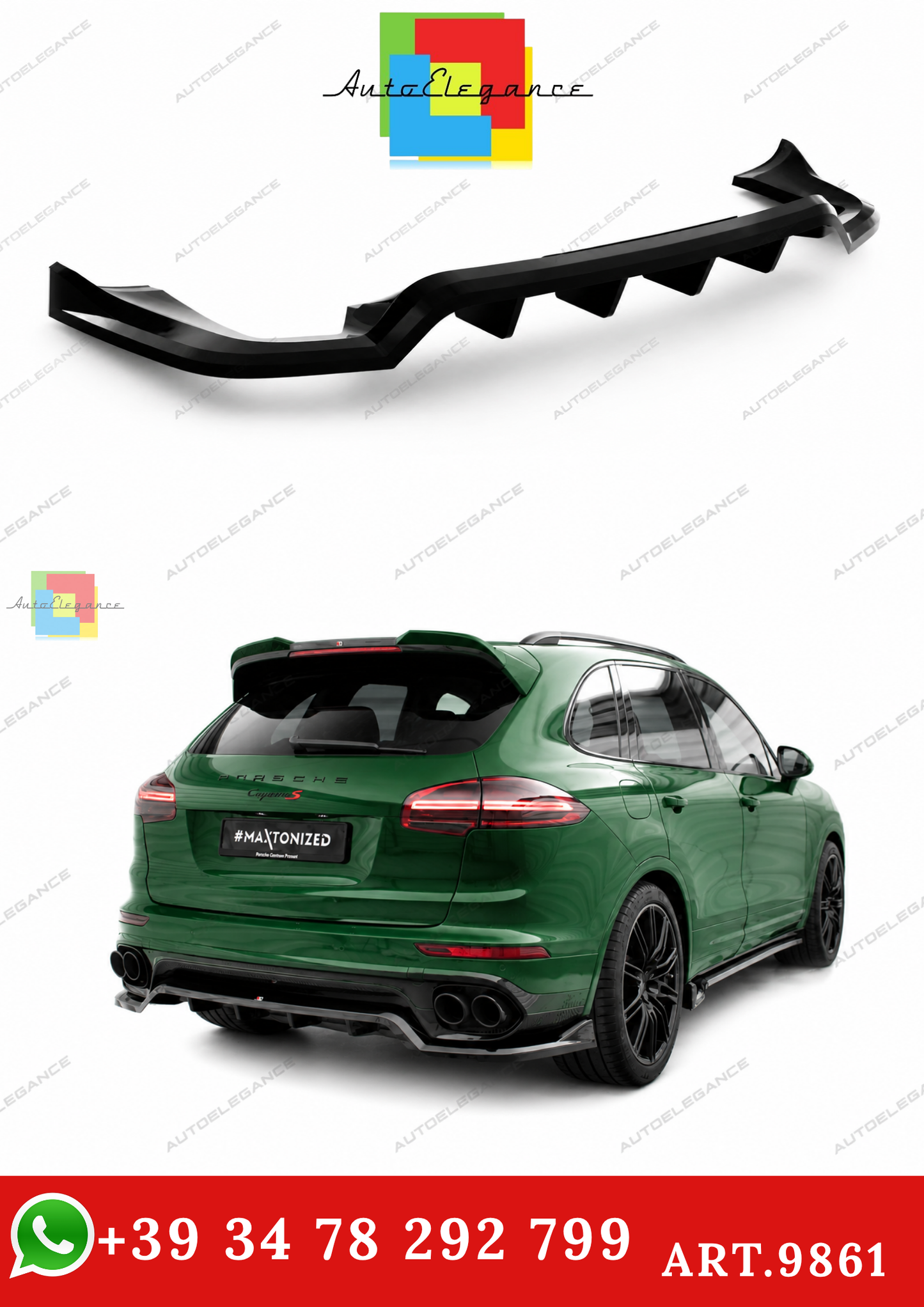 🔥ART.9861 SPLITTER POSTERIORE PER PORSCHE CAYENNE Mk2 FACELIFT🔥