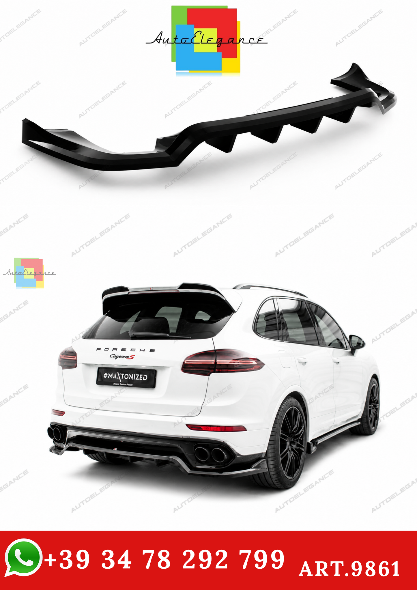 🔥ART.9861 SPLITTER POSTERIORE PER PORSCHE CAYENNE Mk2 FACELIFT🔥