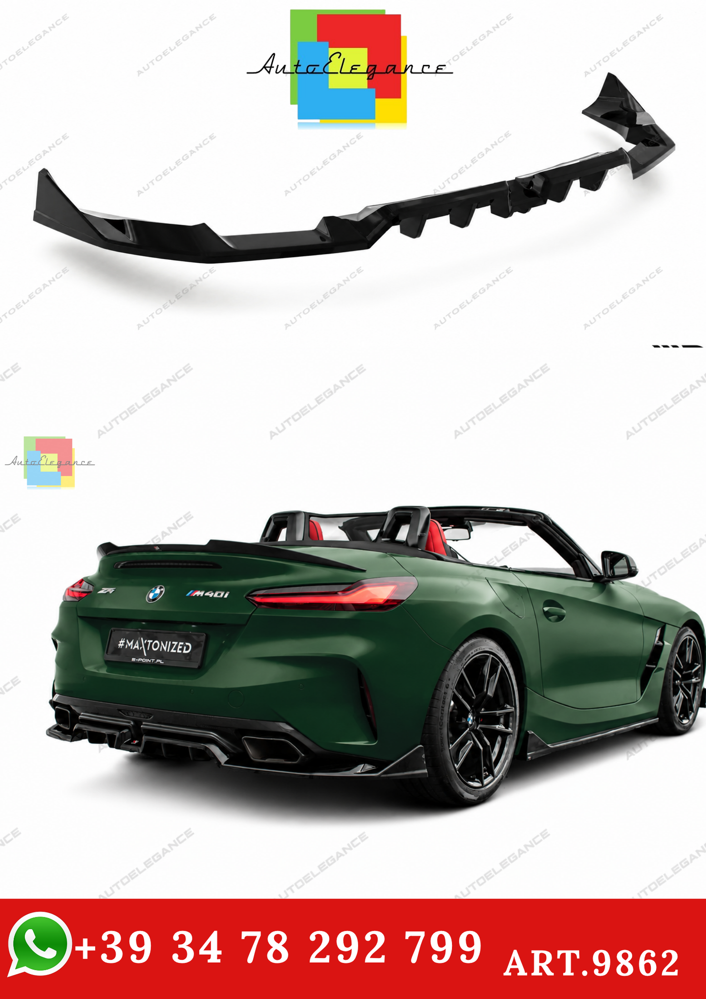 🔥ART.9862 SPLITTER POSTERIORE  (CON BARRE VERTICALI) PER BMW Z4 M40i G29🔥
