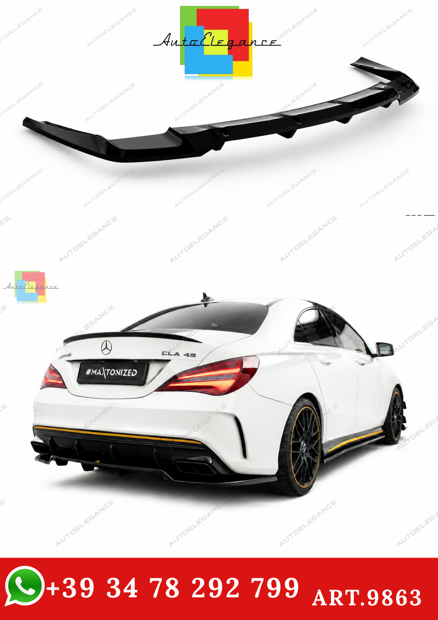 🔥ART.9863 SPLITTER POSTERIORE MERCEDES-AMG CLA 45 C117 FACELIFT🔥