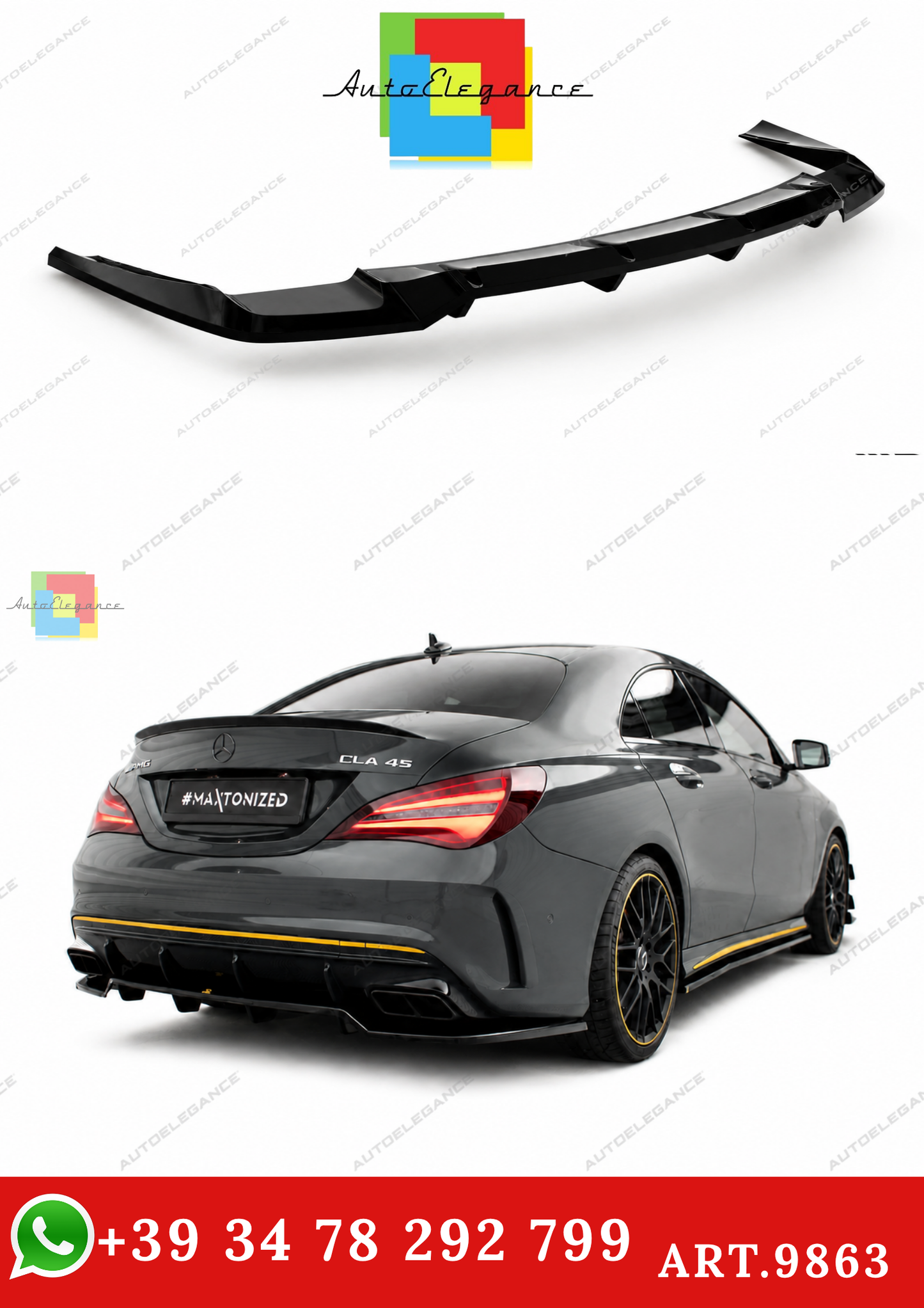 🔥ART.9863 SPLITTER POSTERIORE MERCEDES-AMG CLA 45 C117 FACELIFT🔥