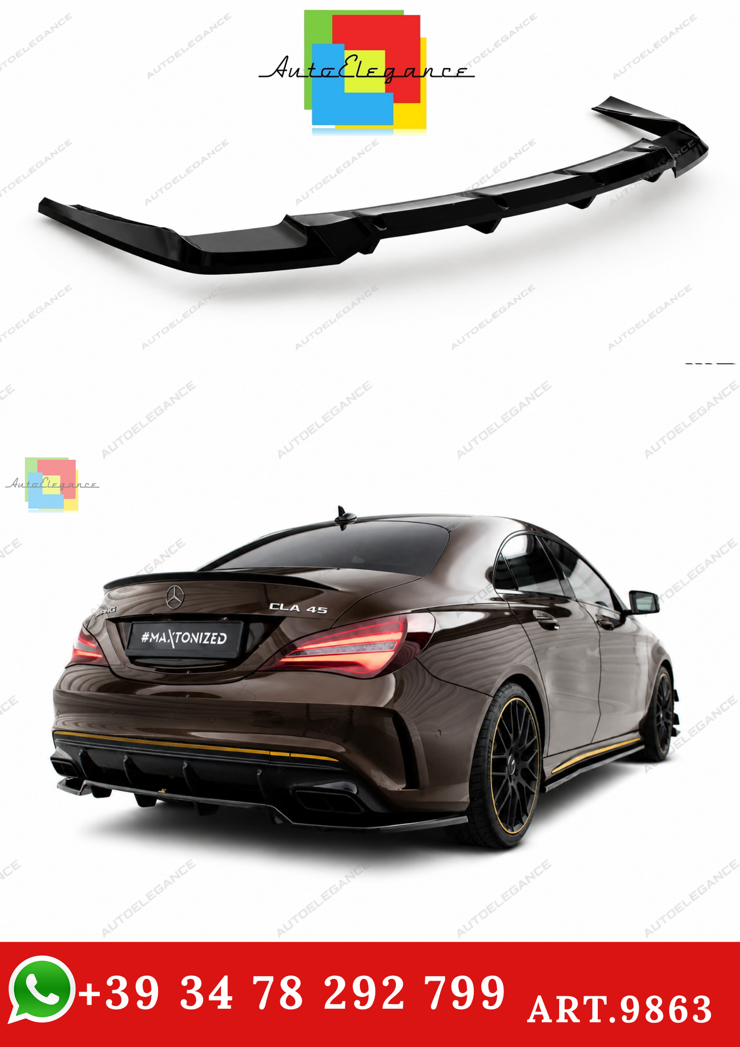 🔥ART.9863 SPLITTER POSTERIORE MERCEDES-AMG CLA 45 C117 FACELIFT🔥