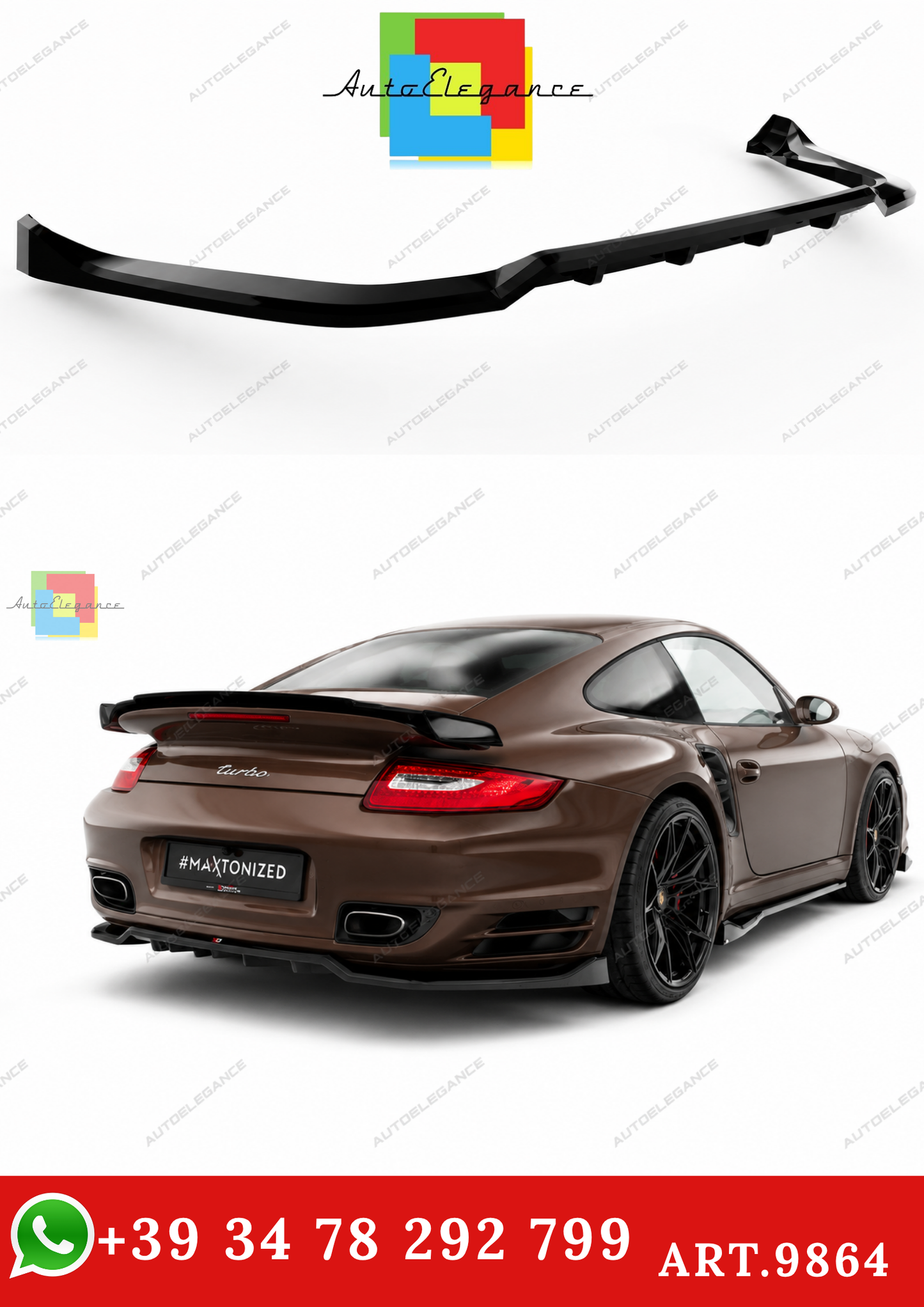 🔥ART.9864 SPLITTER POSTERIORE (CON BARRE VERTIVALI) PORSCHE 911 TURBO 997🔥