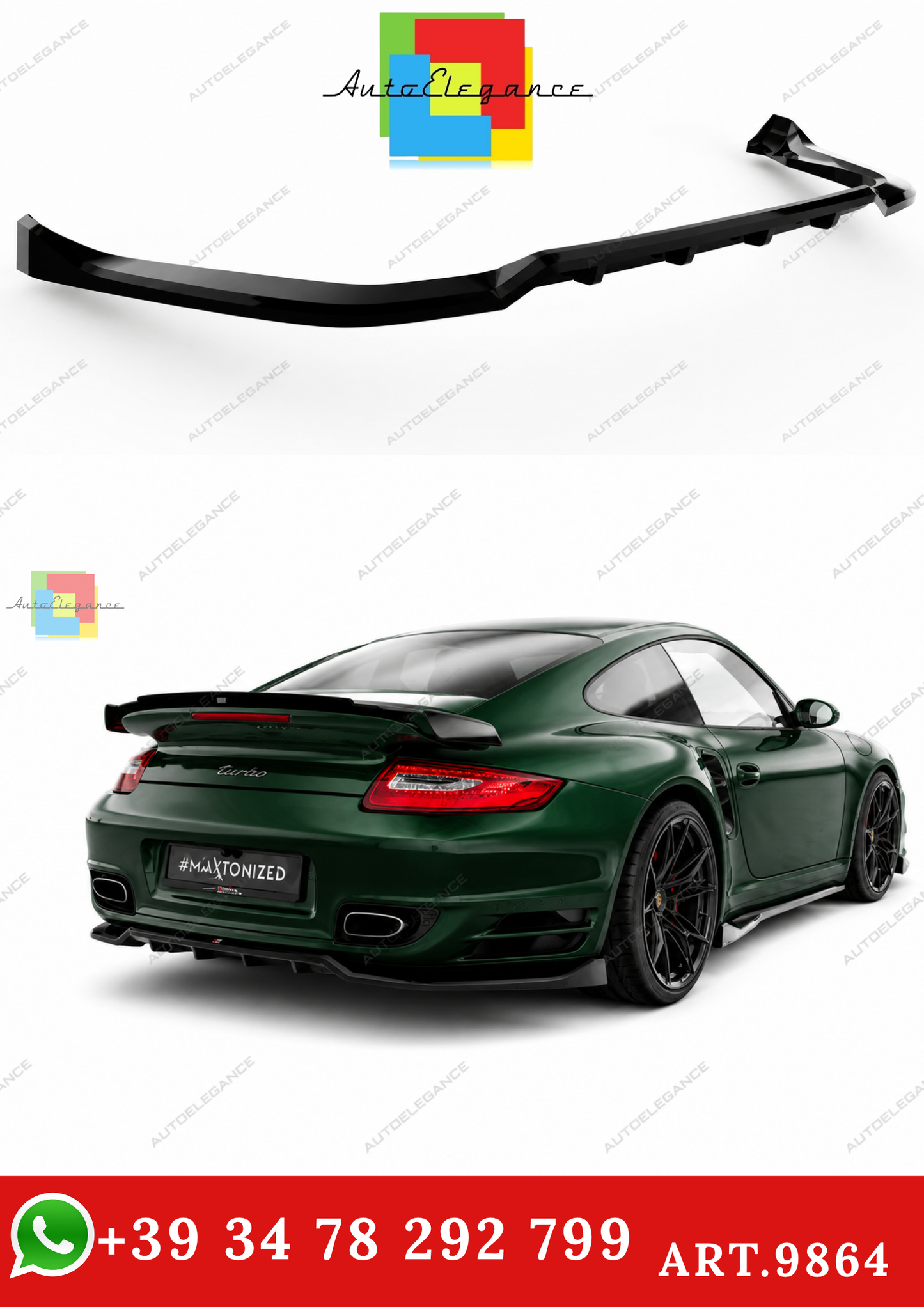 🔥ART.9864 SPLITTER POSTERIORE (CON BARRE VERTIVALI) PORSCHE 911 TURBO 997🔥