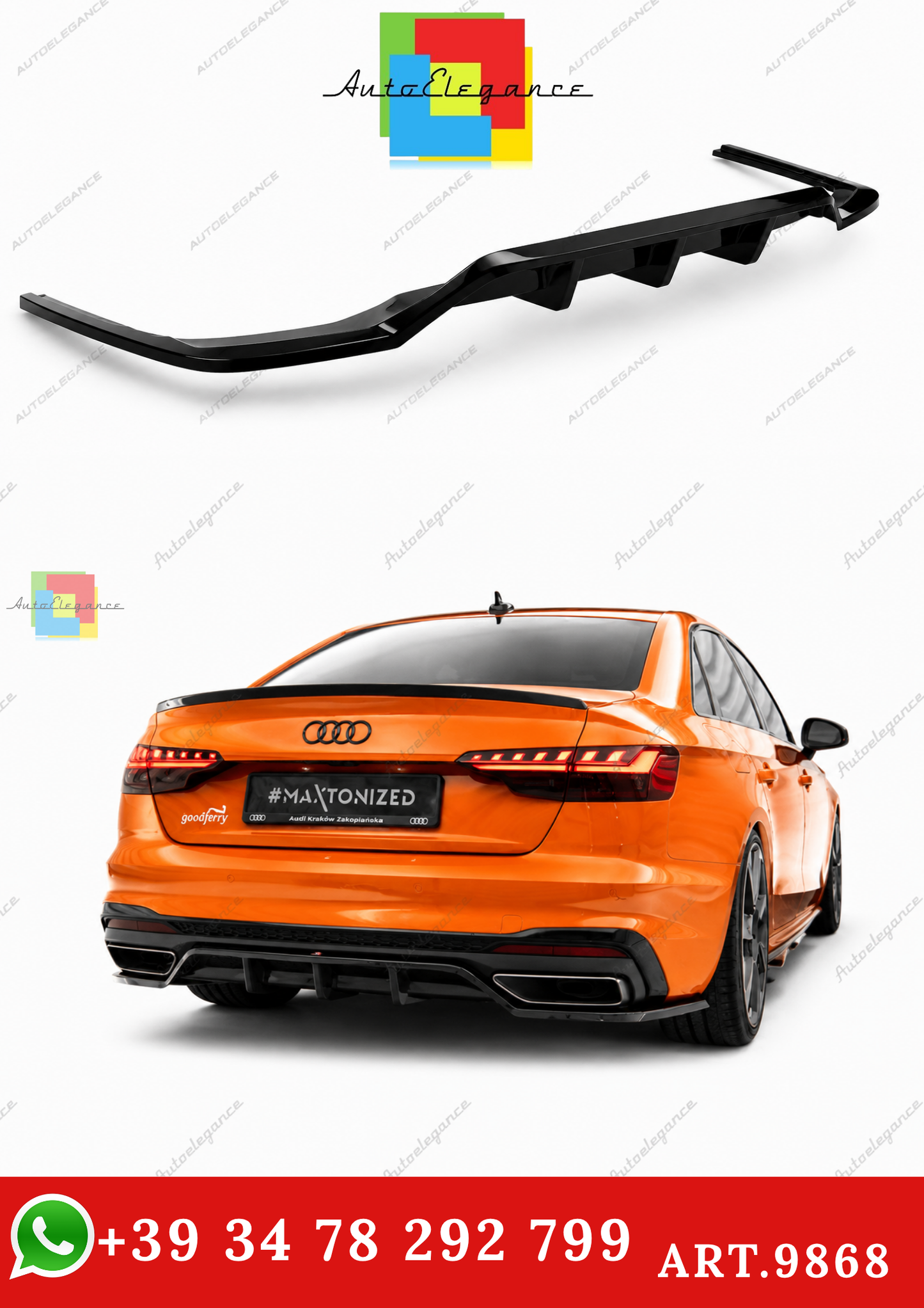 🔥ART.9868 SPLITTER POSTERIORE V.2 ADATTO PER  AUDI A4 S-LINE B9 FACELIFT🔥