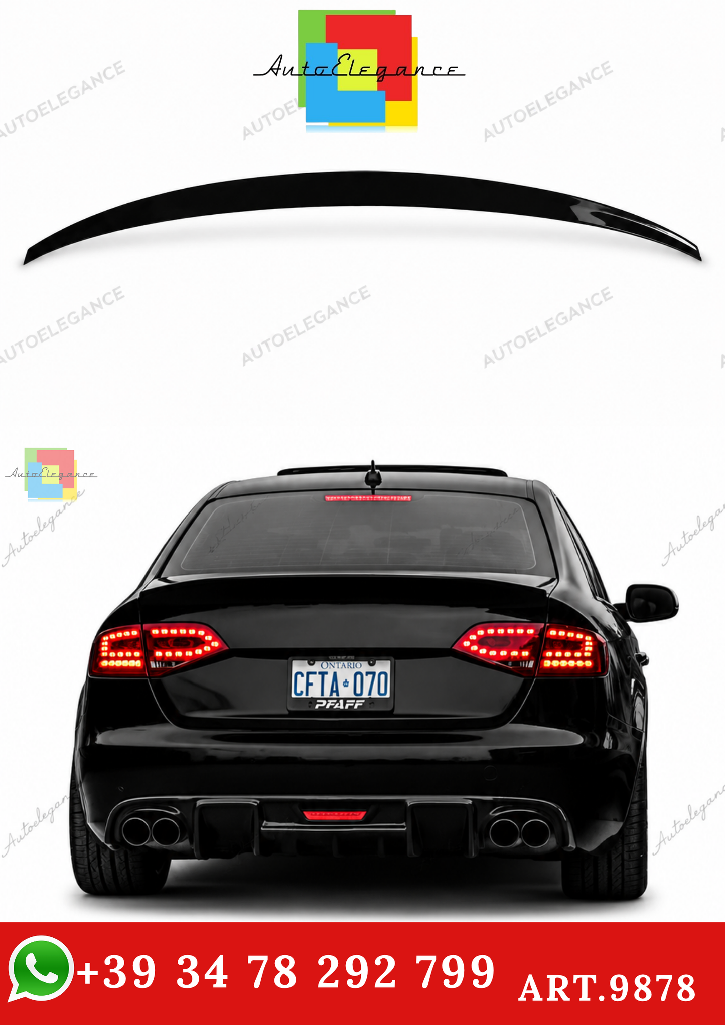 🔥ART.9878 SPOILER STILE S4 NERO LUCIDO PER AUDI A4 B8.5 FACELIFT 12-16🔥