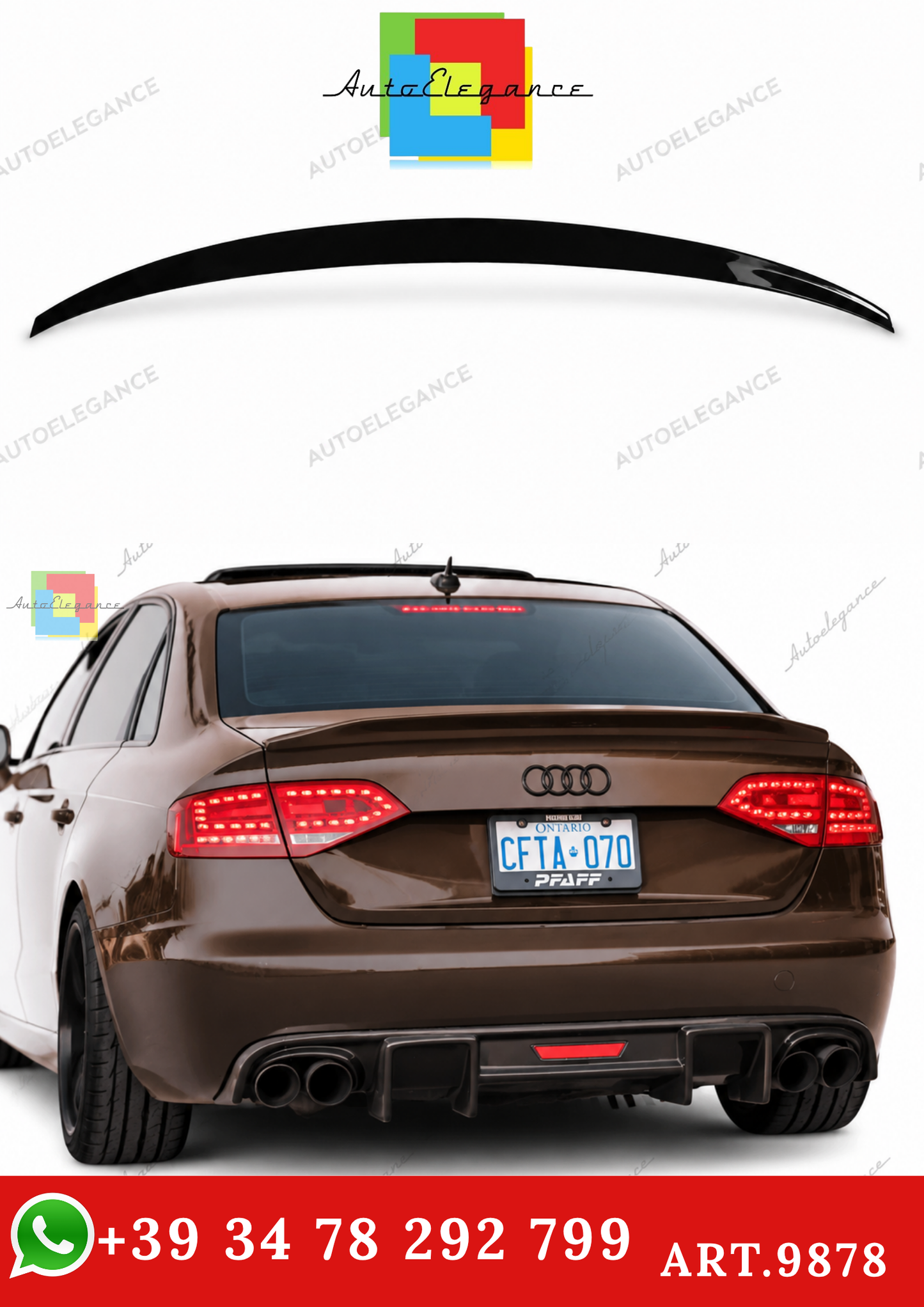 🔥ART.9878 SPOILER STILE S4 NERO LUCIDO PER AUDI A4 B8.5 FACELIFT 12-16🔥