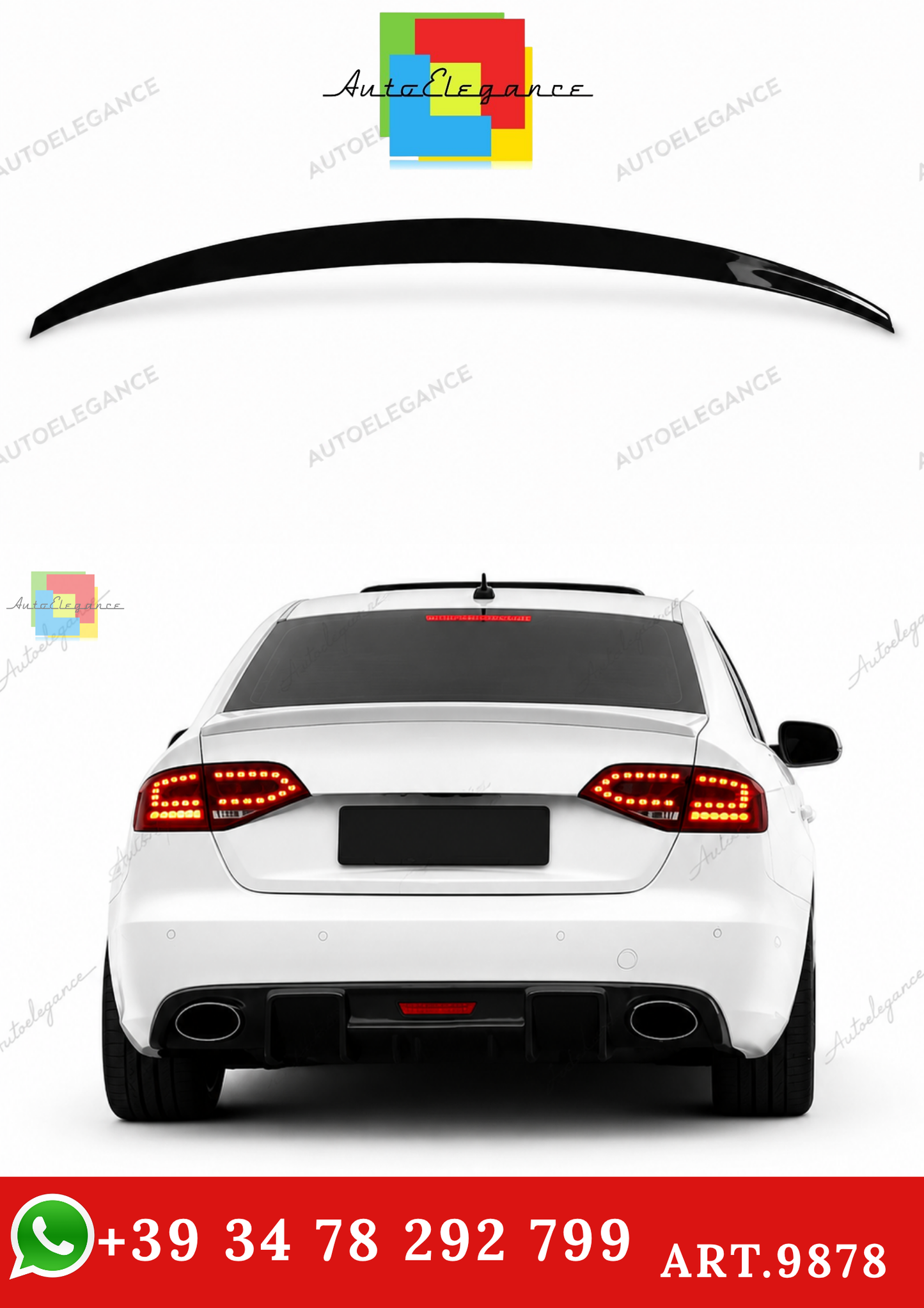 🔥ART.9878 SPOILER STILE S4 NERO LUCIDO PER AUDI A4 B8.5 FACELIFT 12-16🔥