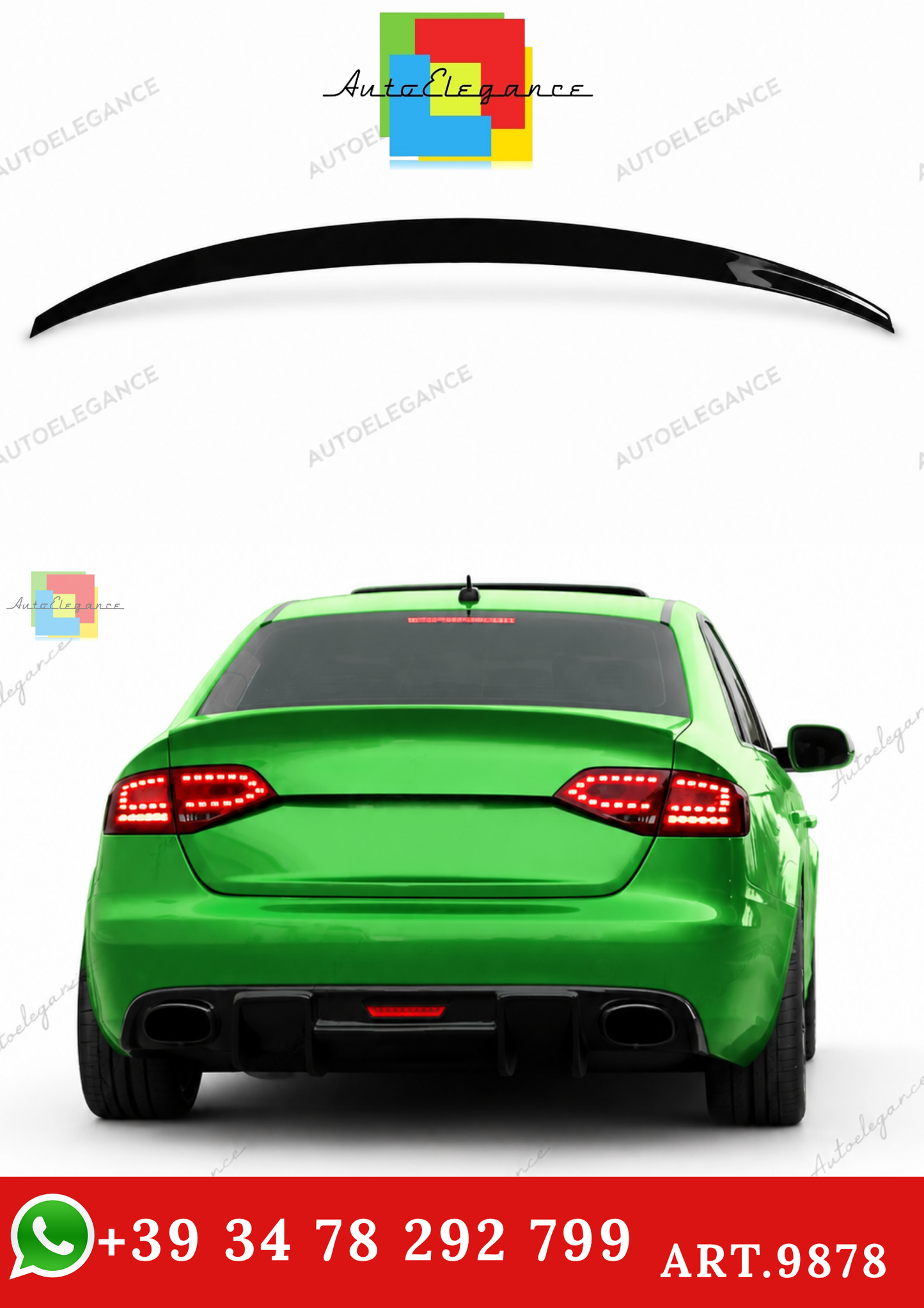 🔥ART.9878 SPOILER STILE S4 NERO LUCIDO PER AUDI A4 B8.5 FACELIFT 12-16🔥
