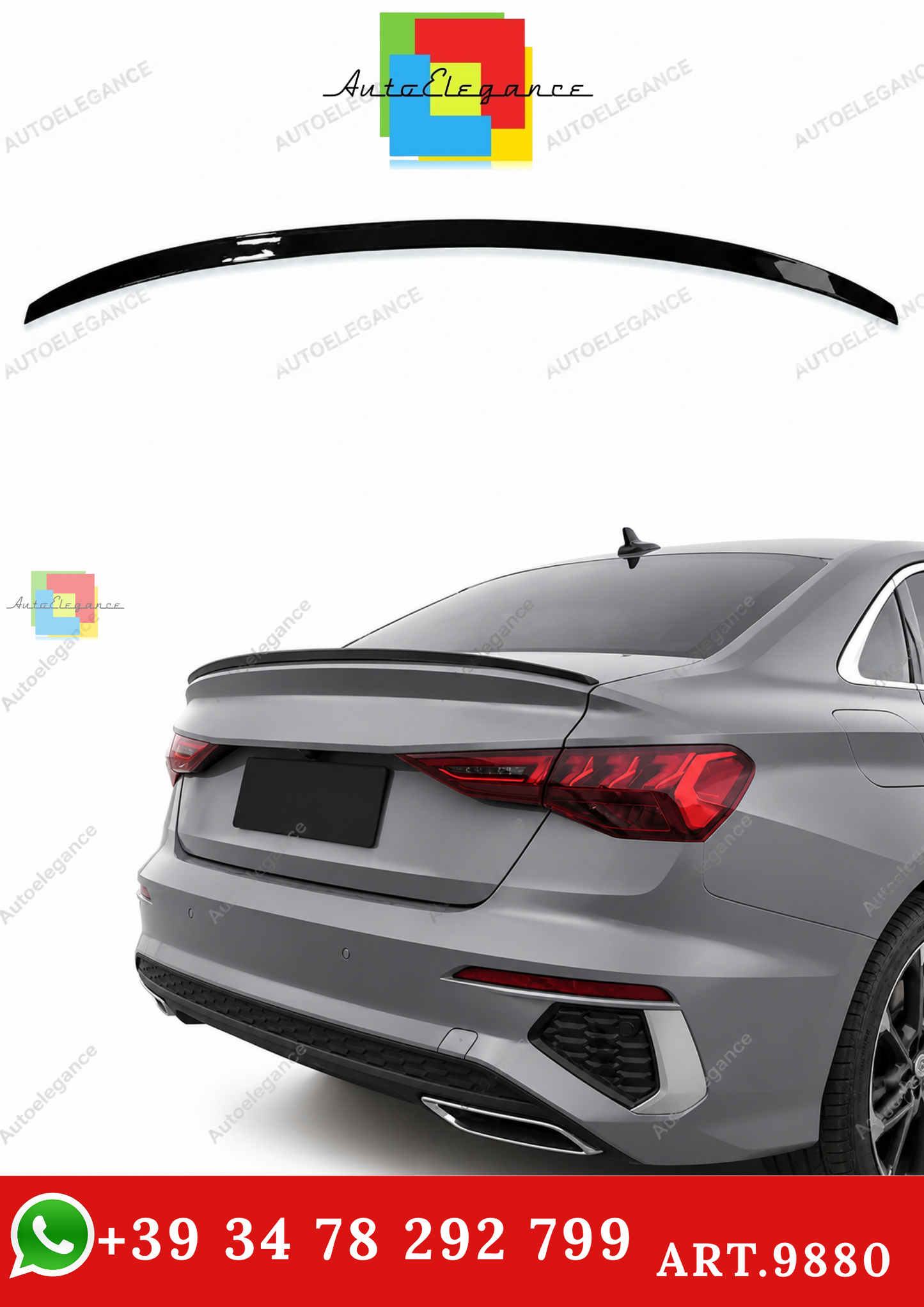 🔥ART.9880 SPOILER STILE  S3 NERO LUCIDO PER AUDI A3 S3 RS3 8Y BERLINA 2020+🔥