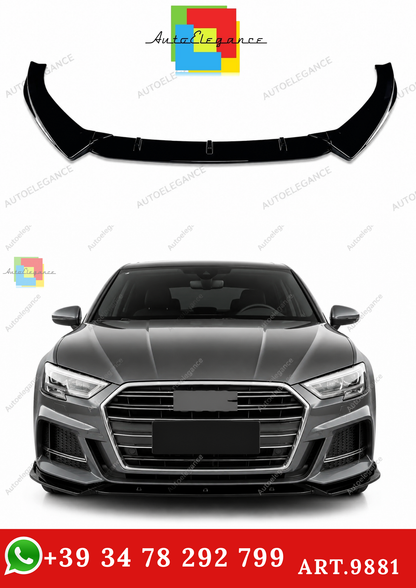 🔥ART.9881 SPLITTER ANTERIORE PER AUDI A3 S3 S LINE 8V NERO LUCIDO 17-20🔥
