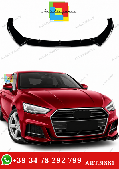 🔥ART.9881 SPLITTER ANTERIORE PER AUDI A3 S3 S LINE 8V NERO LUCIDO 17-20🔥