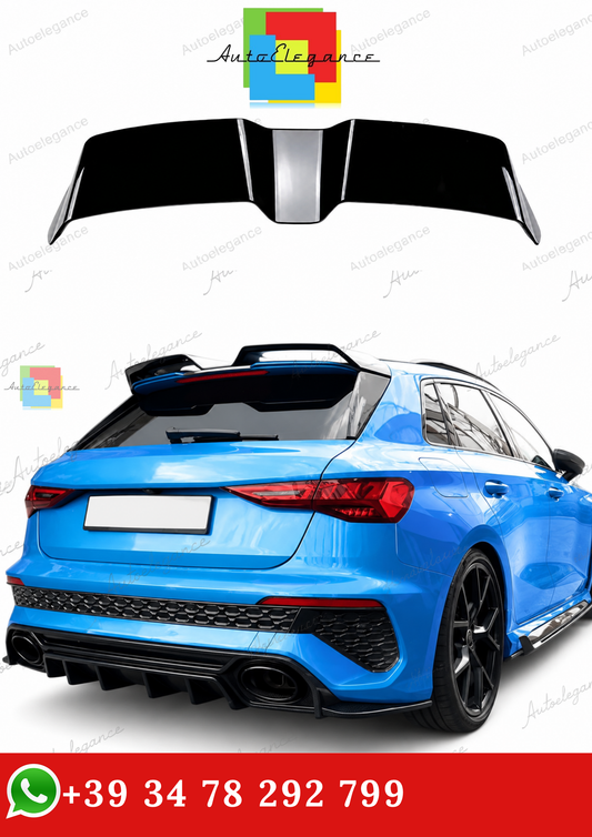 🔥SPOILER POSTERIORE PER TETTO AUDI A3 S3 RS3 8Y SPORTBACK 21-24 NERO LUCIDO🔥