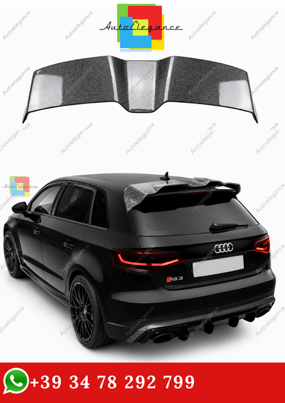 🔥SPOILER POSTERIORE PER TETTO AUDI A3 S3 RS3 8Y SPORTBACK FIBER CARBON LOOK🔥