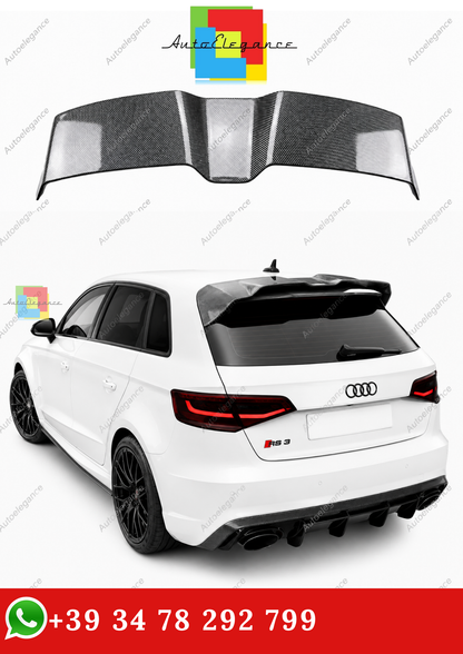 🔥SPOILER POSTERIORE PER TETTO AUDI A3 S3 RS3 8Y SPORTBACK FIBER CARBON LOOK🔥