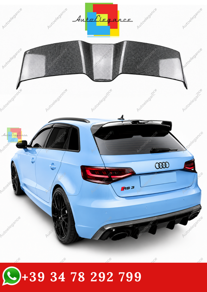 🔥SPOILER POSTERIORE PER TETTO AUDI A3 S3 RS3 8Y SPORTBACK FIBER CARBON LOOK🔥