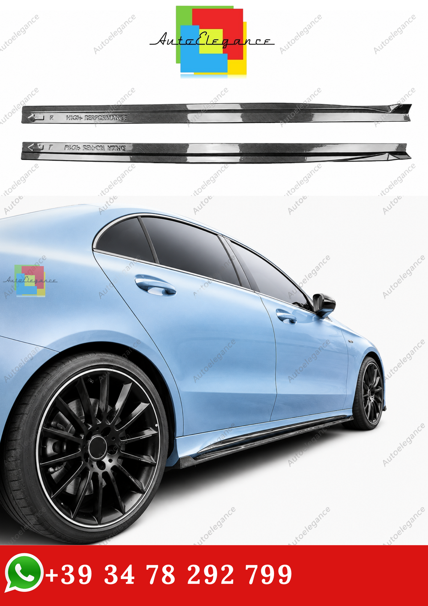 🔥MINIGONNE LATERALI CLASSE A W177 CLA 200 HATCHBACK AMG LINE FIBER CARBONI🔥