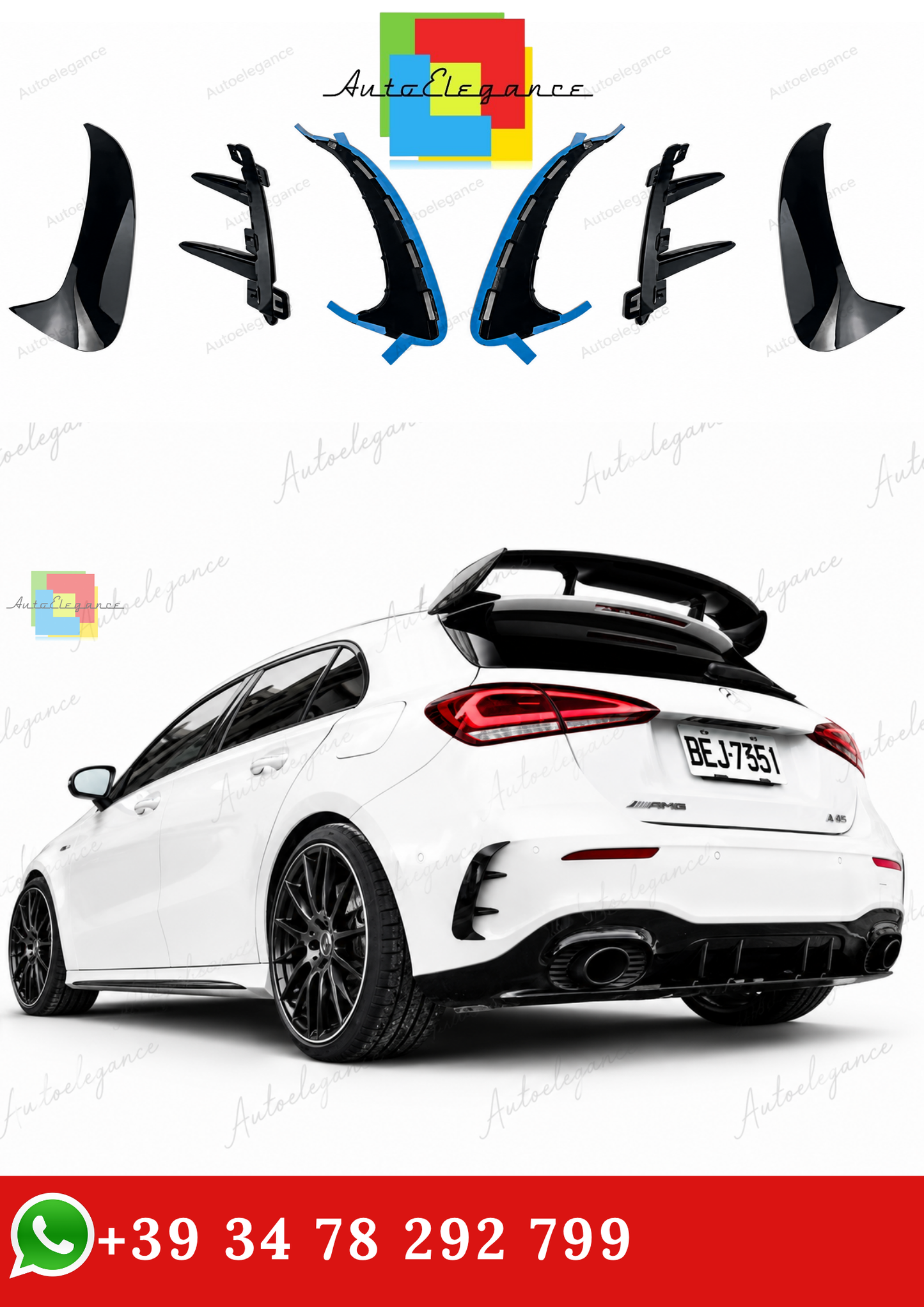 🔥COPPIA DI ALETTE POSTERIORI PER MERCEDES W177 AMG LINE HATCHBACK 2019+🔥