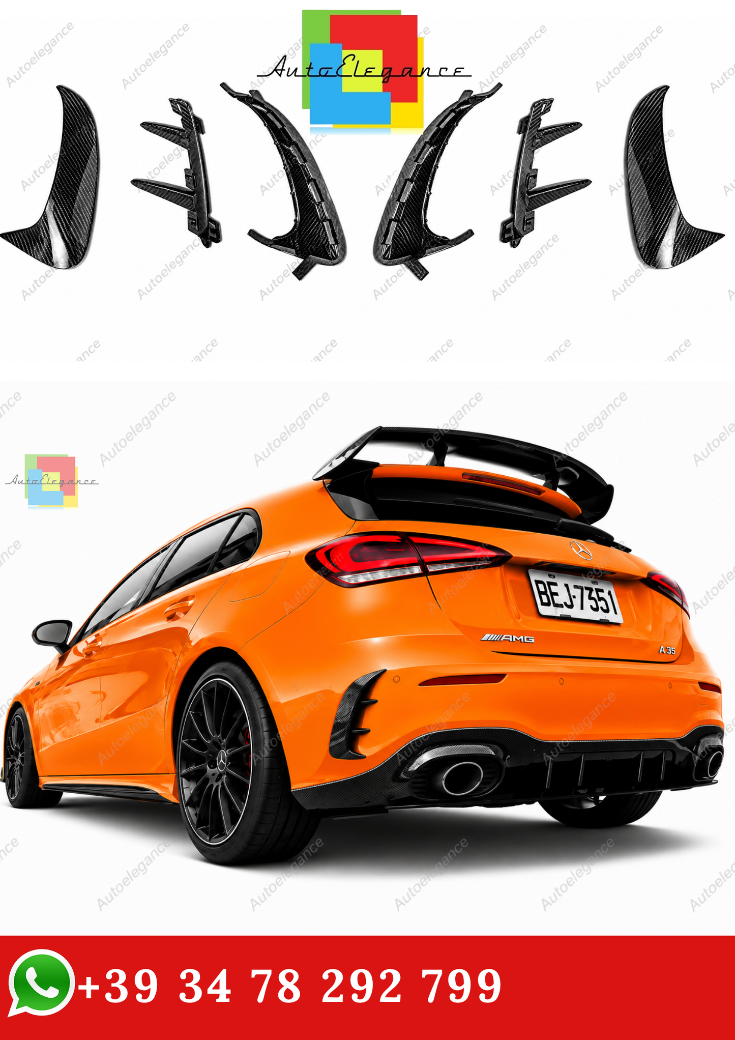 🔥COPPIA DI ALETTE POSTERIORI MERCEDES W177 AMG LINE HATCHBACK FIBER CARBONI🔥