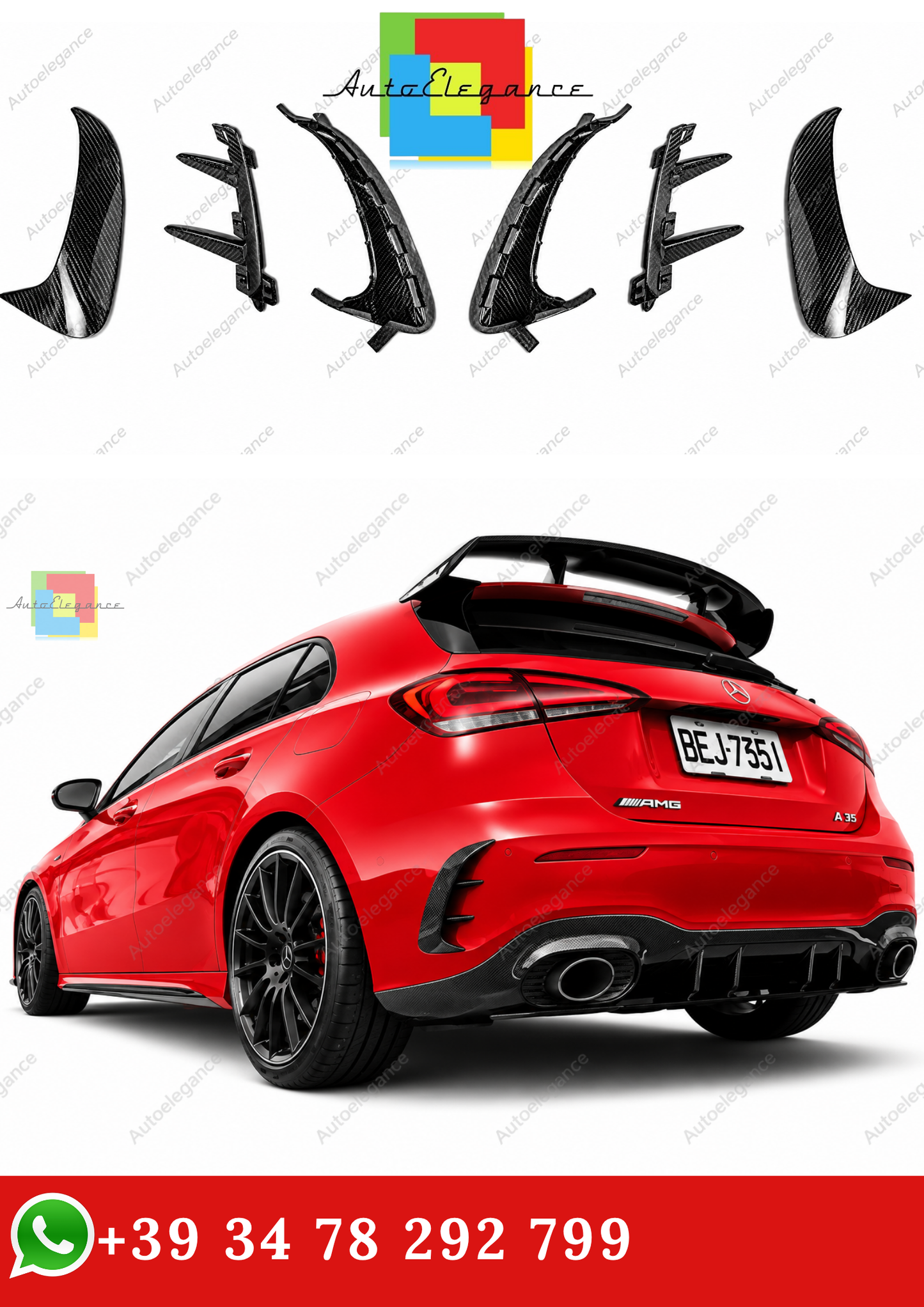 🔥COPPIA DI ALETTE POSTERIORI MERCEDES W177 AMG LINE HATCHBACK FIBER CARBONI🔥