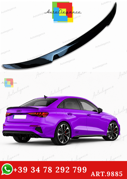 🔥ART.9885 SPOILER POSTERIORE STILE M4 PER AUDI A3 S3 RS3 8Y NERO LUCIDOo 20+🔥