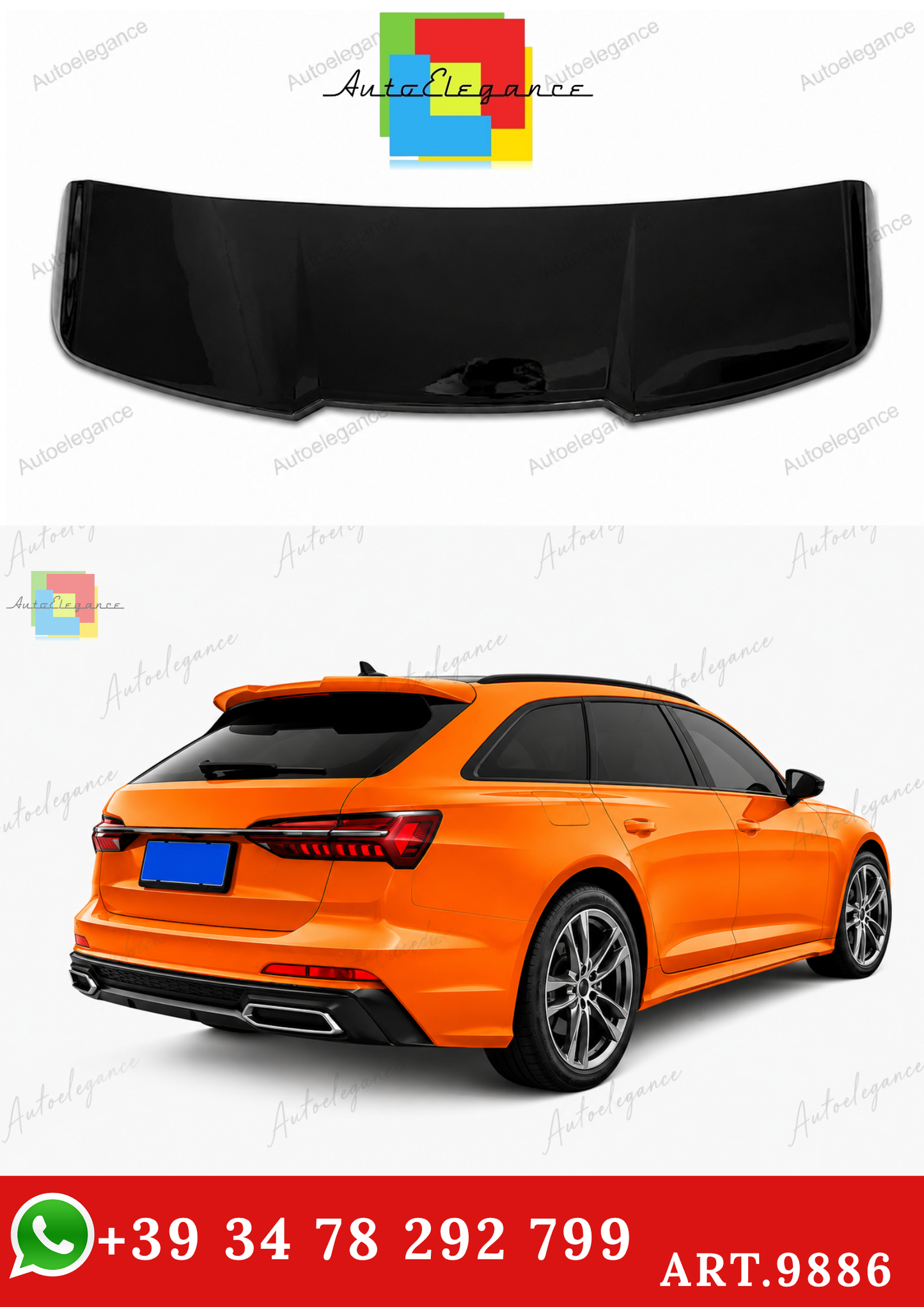 🔥ART.9886 SPOILER POSTERIORE STILE RS6 NERO LUCIDO PER AUDI A6 C8 AVANT 18-24🔥