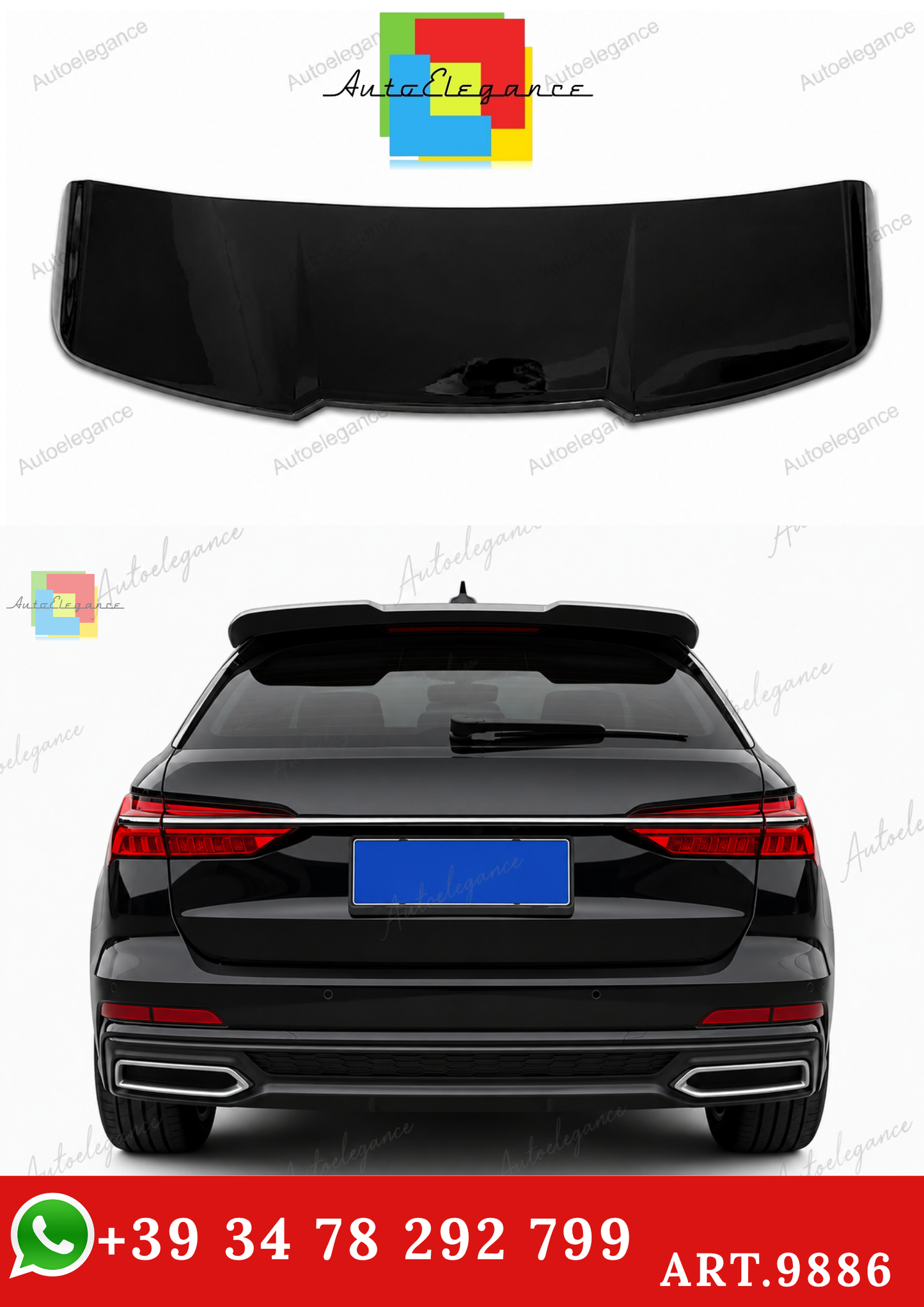🔥ART.9886 SPOILER POSTERIORE STILE RS6 NERO LUCIDO PER AUDI A6 C8 AVANT 18-24🔥