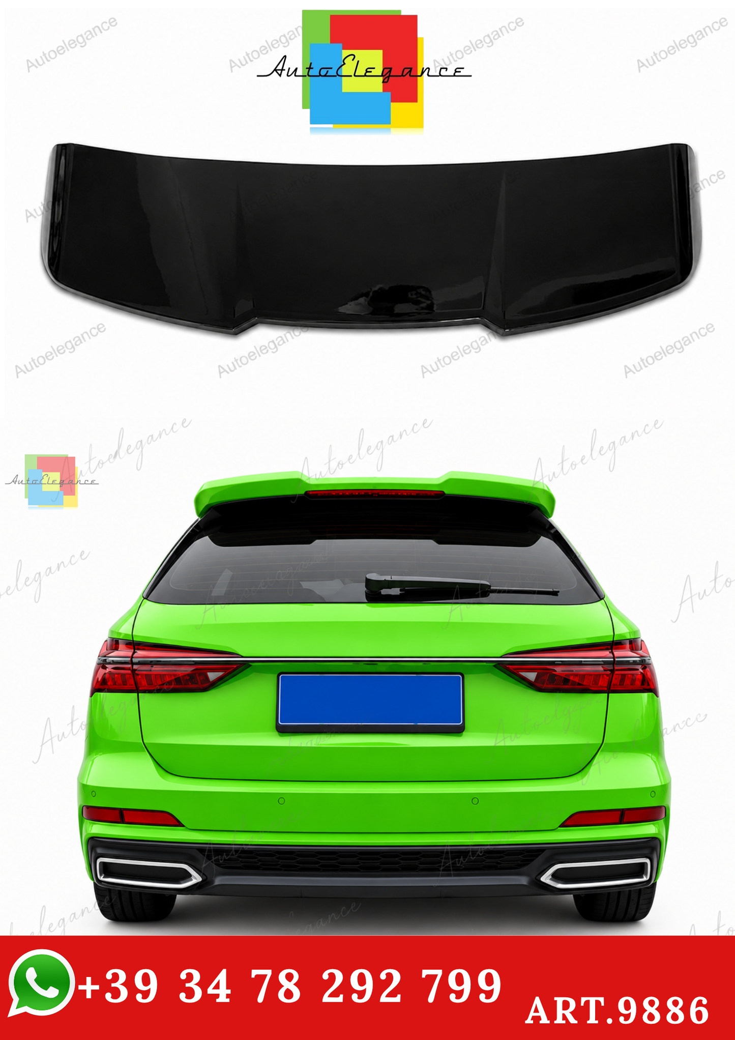 🔥ART.9886 SPOILER POSTERIORE STILE RS6 NERO LUCIDO PER AUDI A6 C8 AVANT 18-24🔥