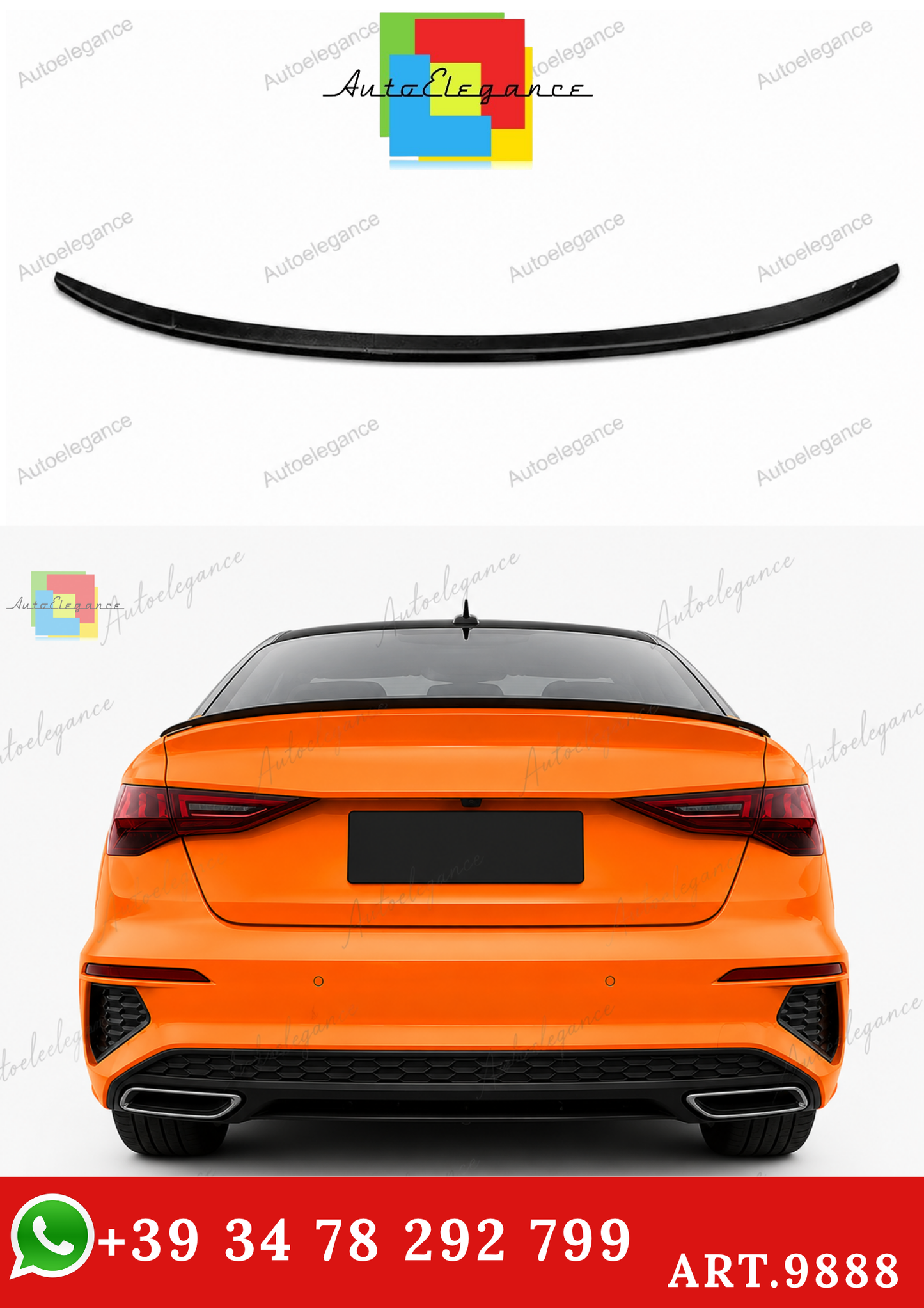 🔥ART.9888 SPOILER STILE S3 NERO LUCIDO PER AUDI A3 S3 RS3 8Y BERLINA 20+🔥