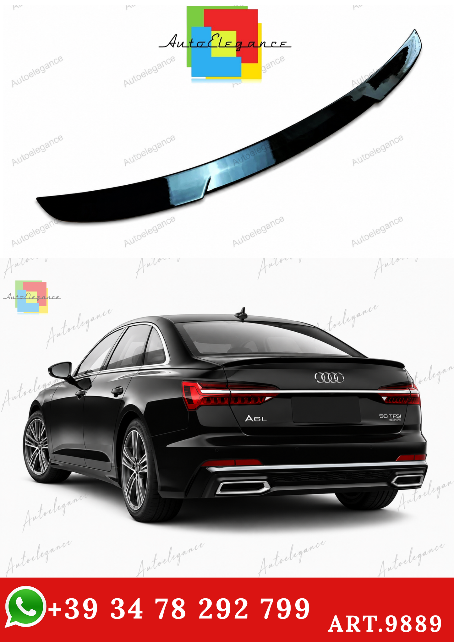 🔥ART.9889 SPOILER STILE M4 NERO LUCIDO PER AUDI A6 S6 C8 BERLINA 2018+🔥