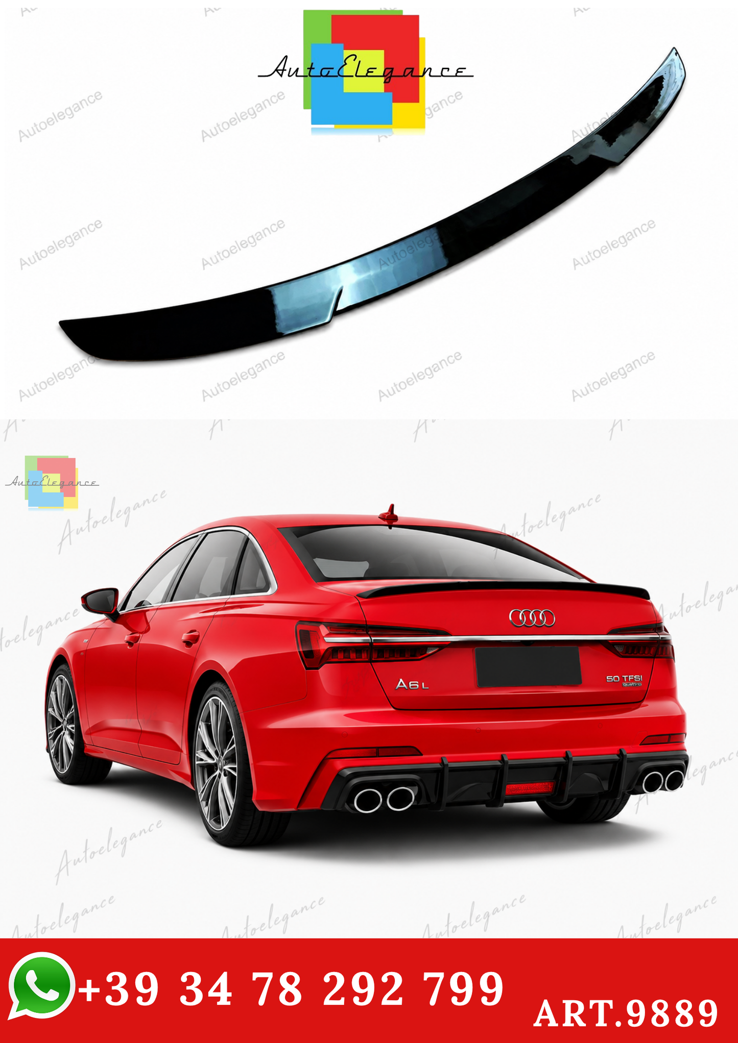 🔥ART.9889 SPOILER STILE M4 NERO LUCIDO PER AUDI A6 S6 C8 BERLINA 2018+🔥