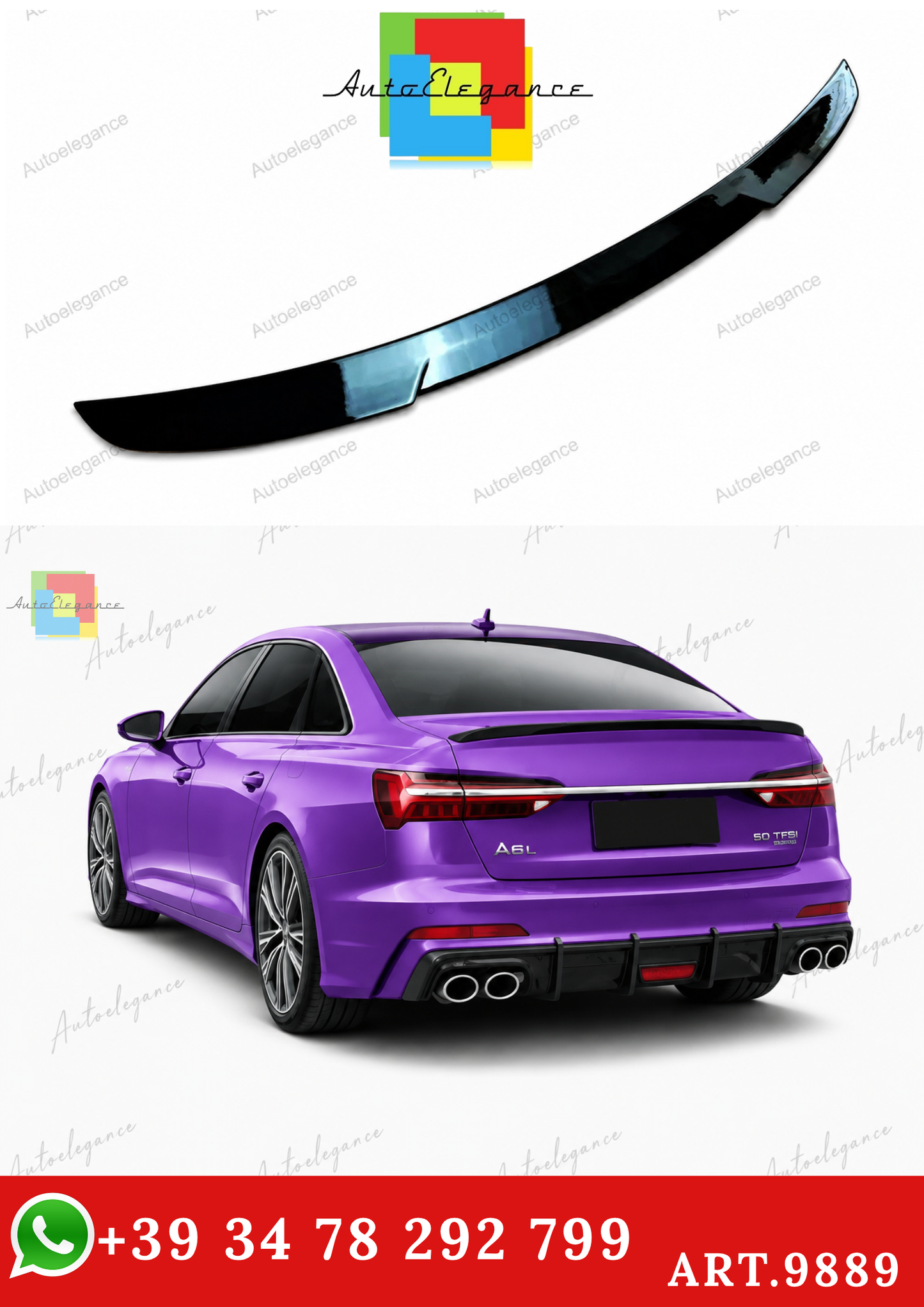 🔥ART.9889 SPOILER STILE M4 NERO LUCIDO PER AUDI A6 S6 C8 BERLINA 2018+🔥
