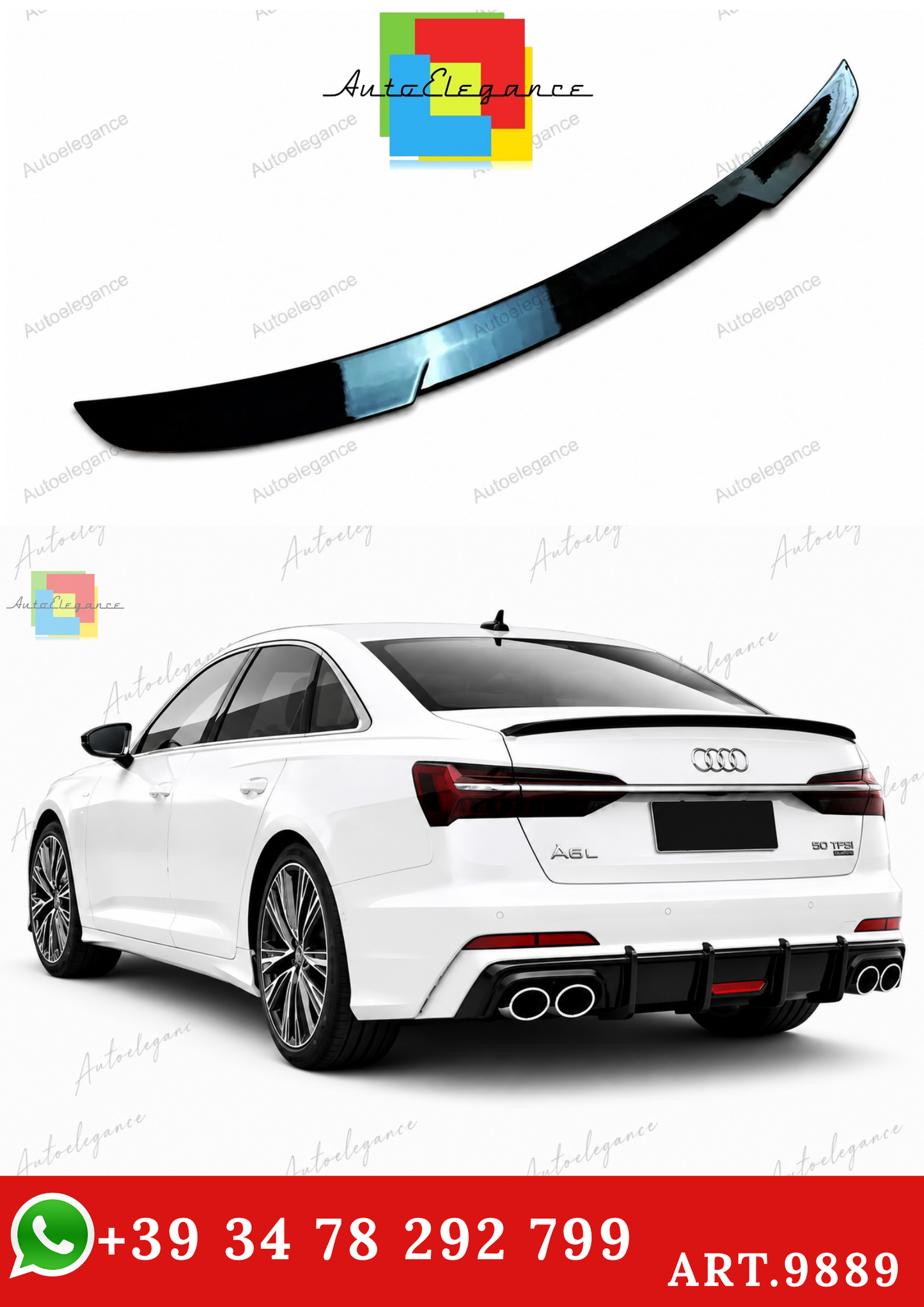 🔥ART.9889 SPOILER STILE M4 NERO LUCIDO PER AUDI A6 S6 C8 BERLINA 2018+🔥