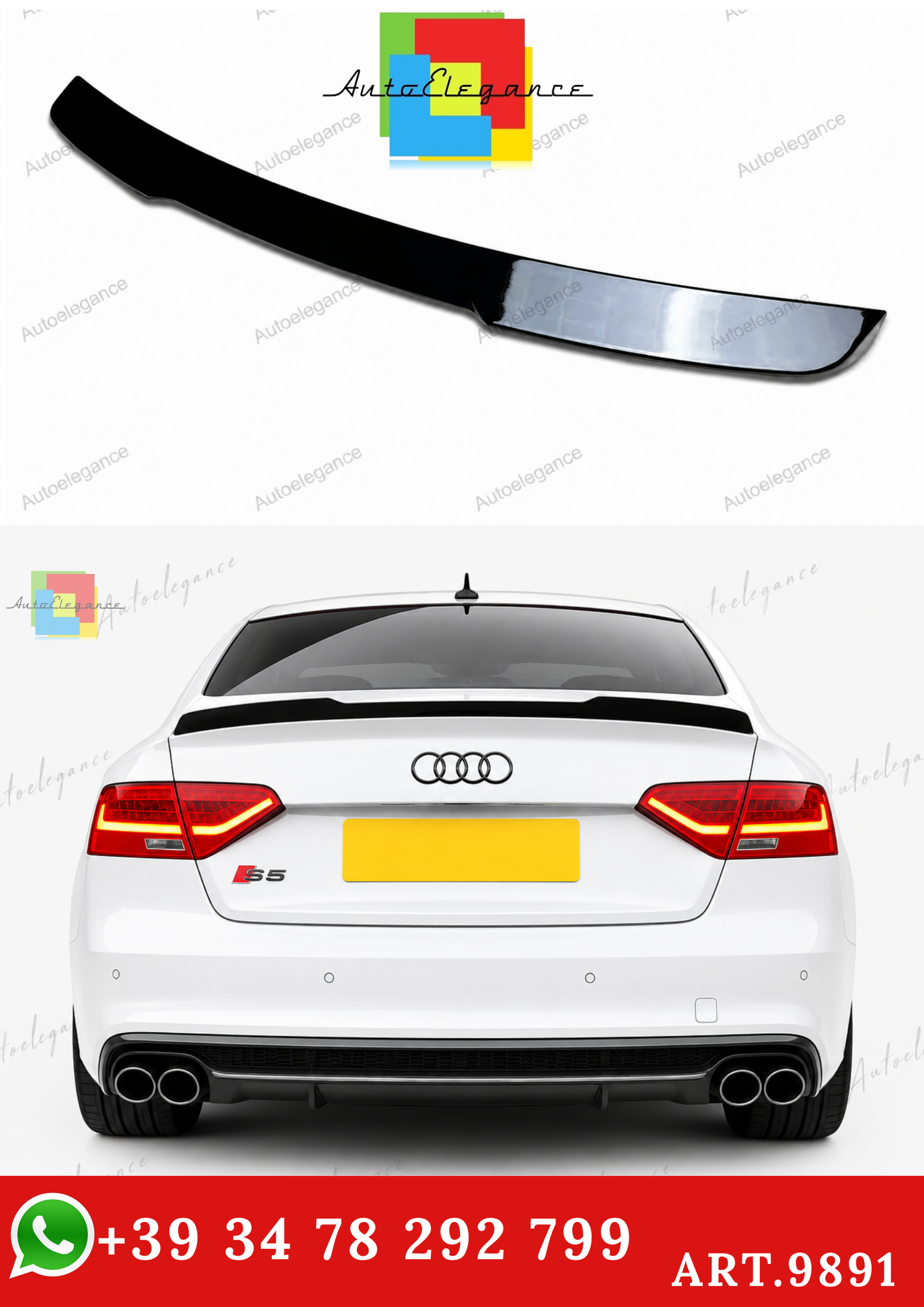 🔥ART.9891 SPOILER PER AUDI A5 S5 RS5 B8 8T8 SPORTBACK NERO LUCIDO 09-16🔥
