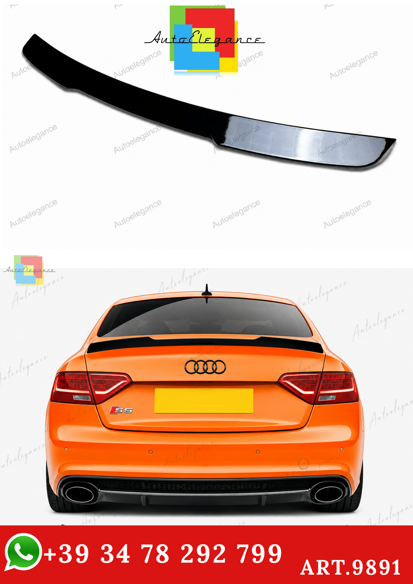 🔥ART.9891 SPOILER PER AUDI A5 S5 RS5 B8 8T8 SPORTBACK NERO LUCIDO 09-16🔥