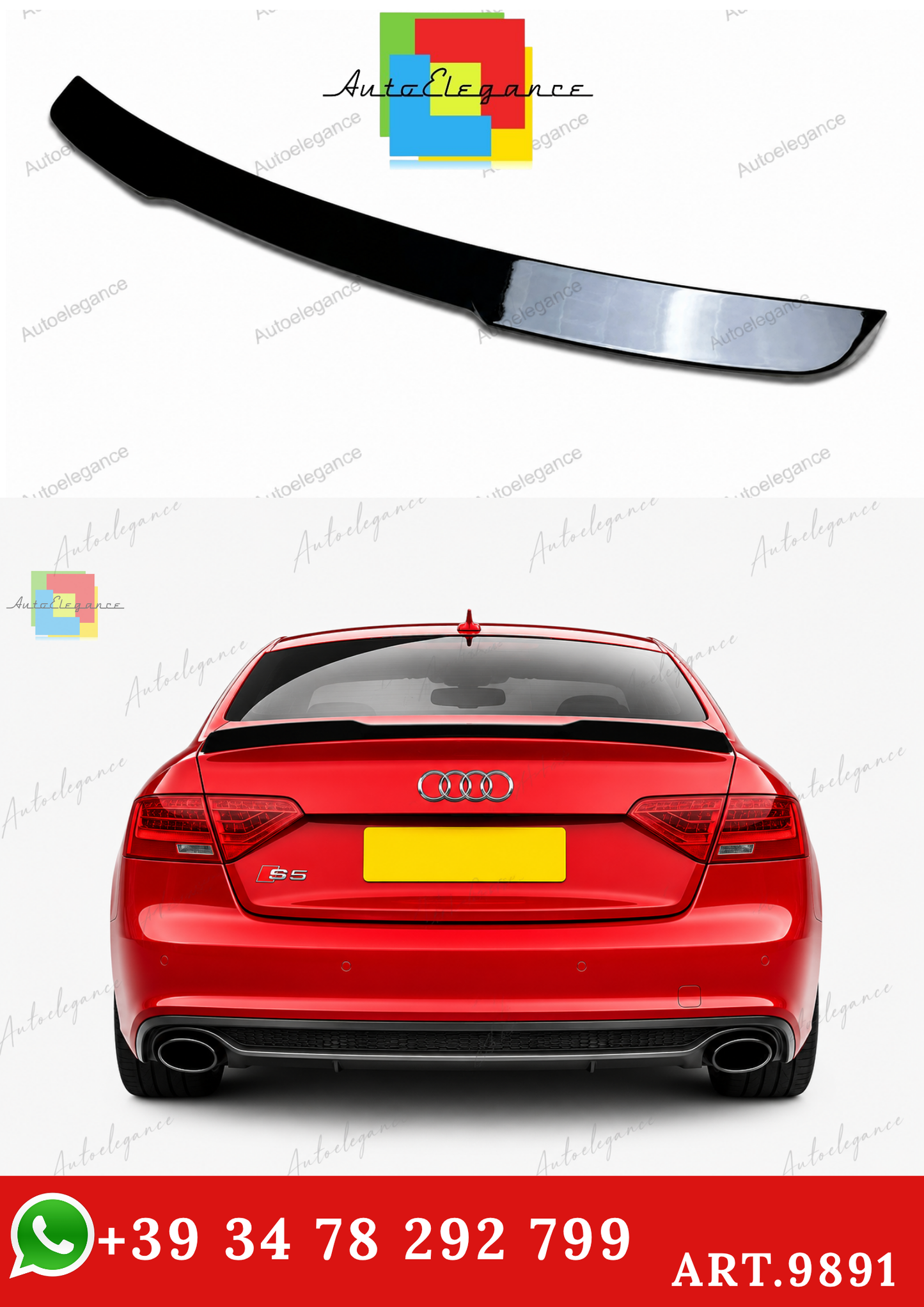 🔥ART.9891 SPOILER PER AUDI A5 S5 RS5 B8 8T8 SPORTBACK NERO LUCIDO 09-16🔥