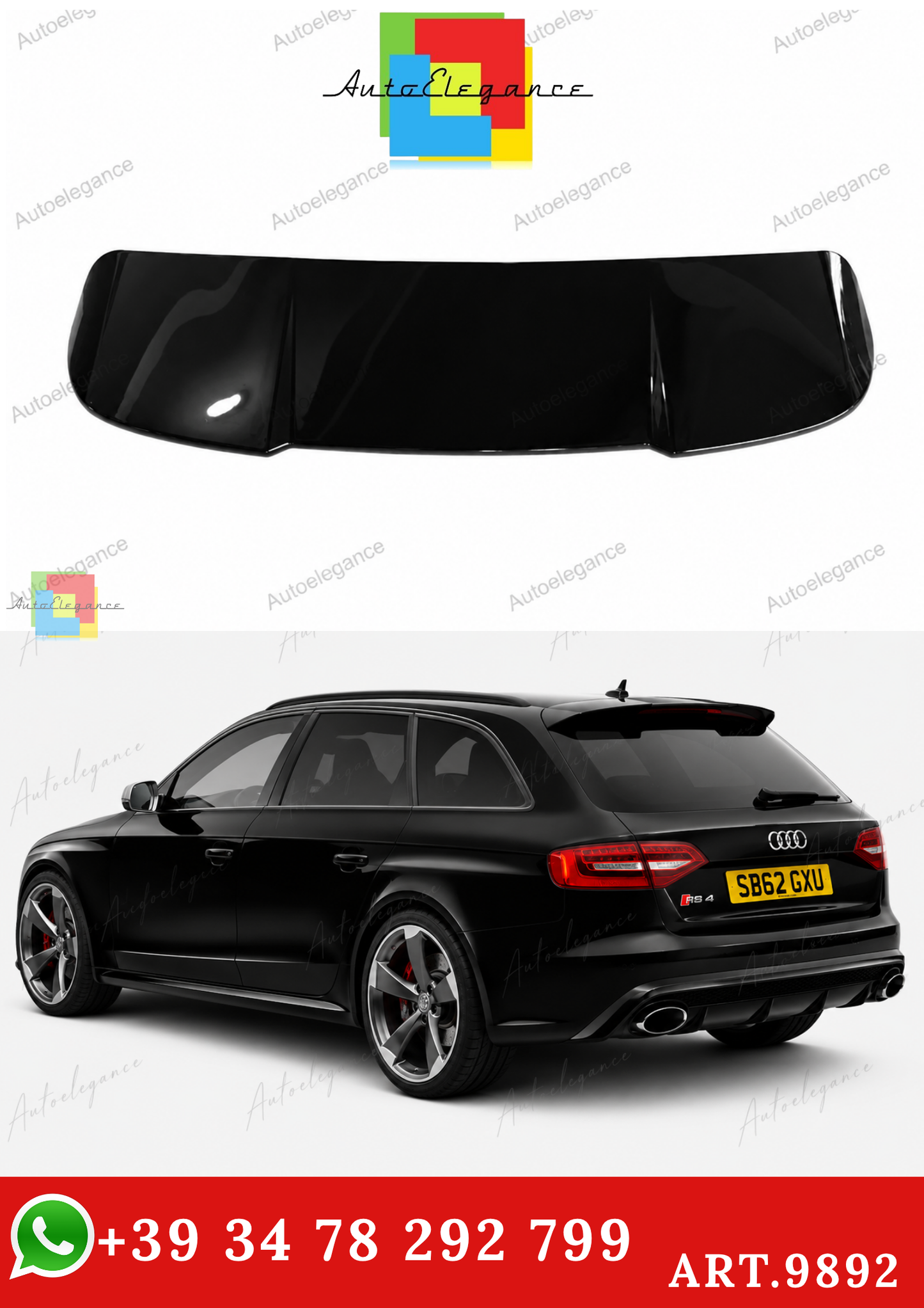 🔥ART.9892 SPOILER PER AUDI A4 B8 AVANT STATION WAGON 8K NERO LUCIDO LOOK RS4🔥