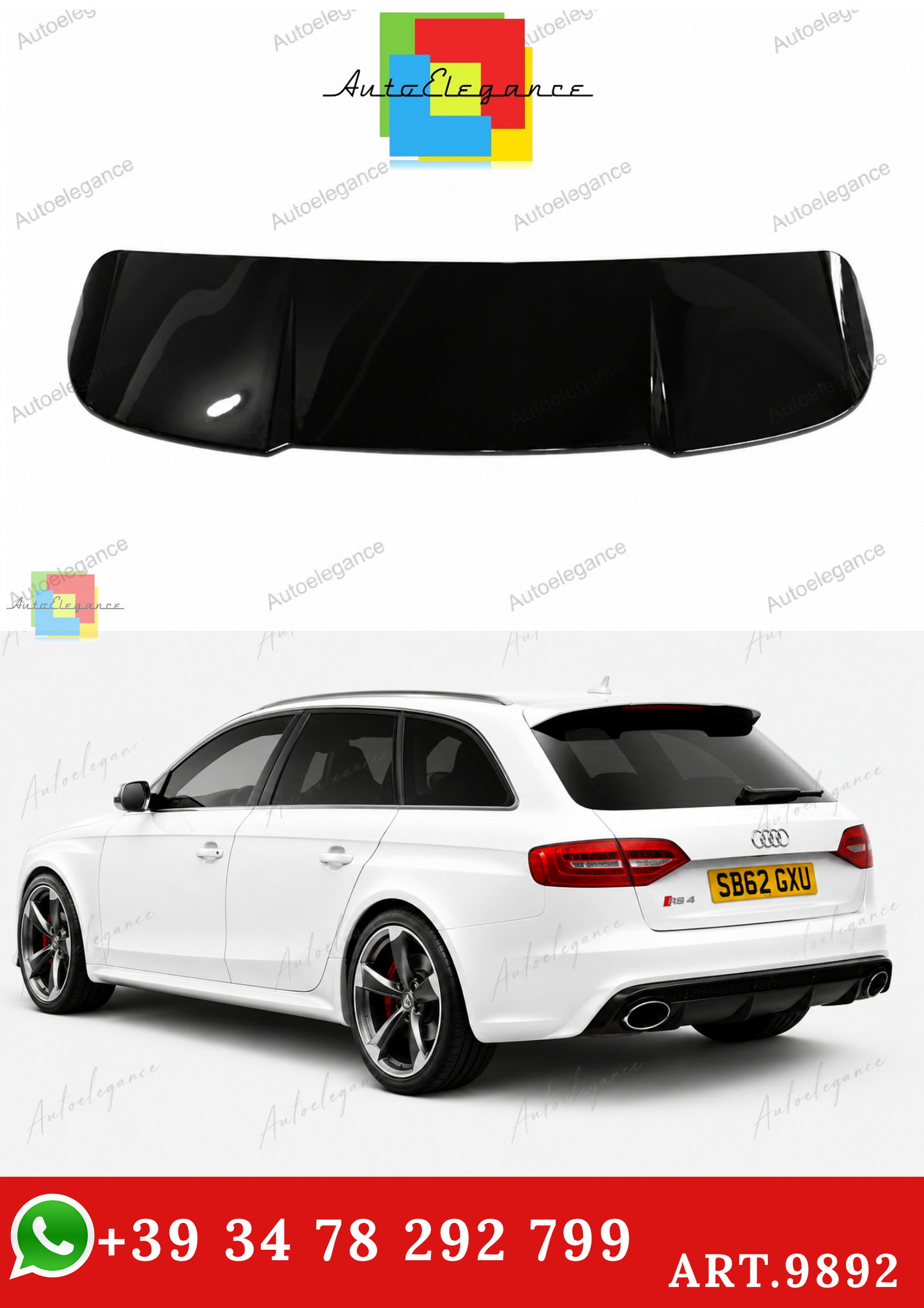 🔥ART.9892 SPOILER PER AUDI A4 B8 AVANT STATION WAGON 8K NERO LUCIDO LOOK RS4🔥