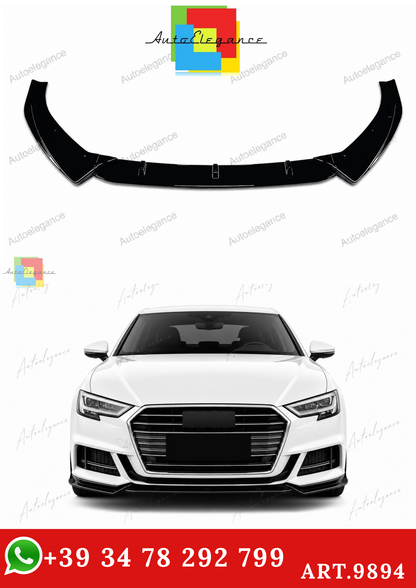 🔥ART.9894 SPLITTER ANTERIORE PER AUDI A3 S3 S LINE 8V NERO LUCIDO 2017-2020🔥