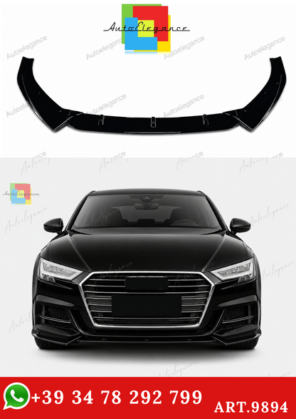 🔥ART.9894 SPLITTER ANTERIORE PER AUDI A3 S3 S LINE 8V NERO LUCIDO 2017-2020🔥