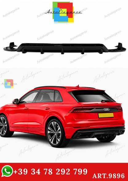 🔥ART.9896 DIFFUSORE POSTERIORE PER AUDI Q8 S LINE 2018+ NERO LUCIDO🔥