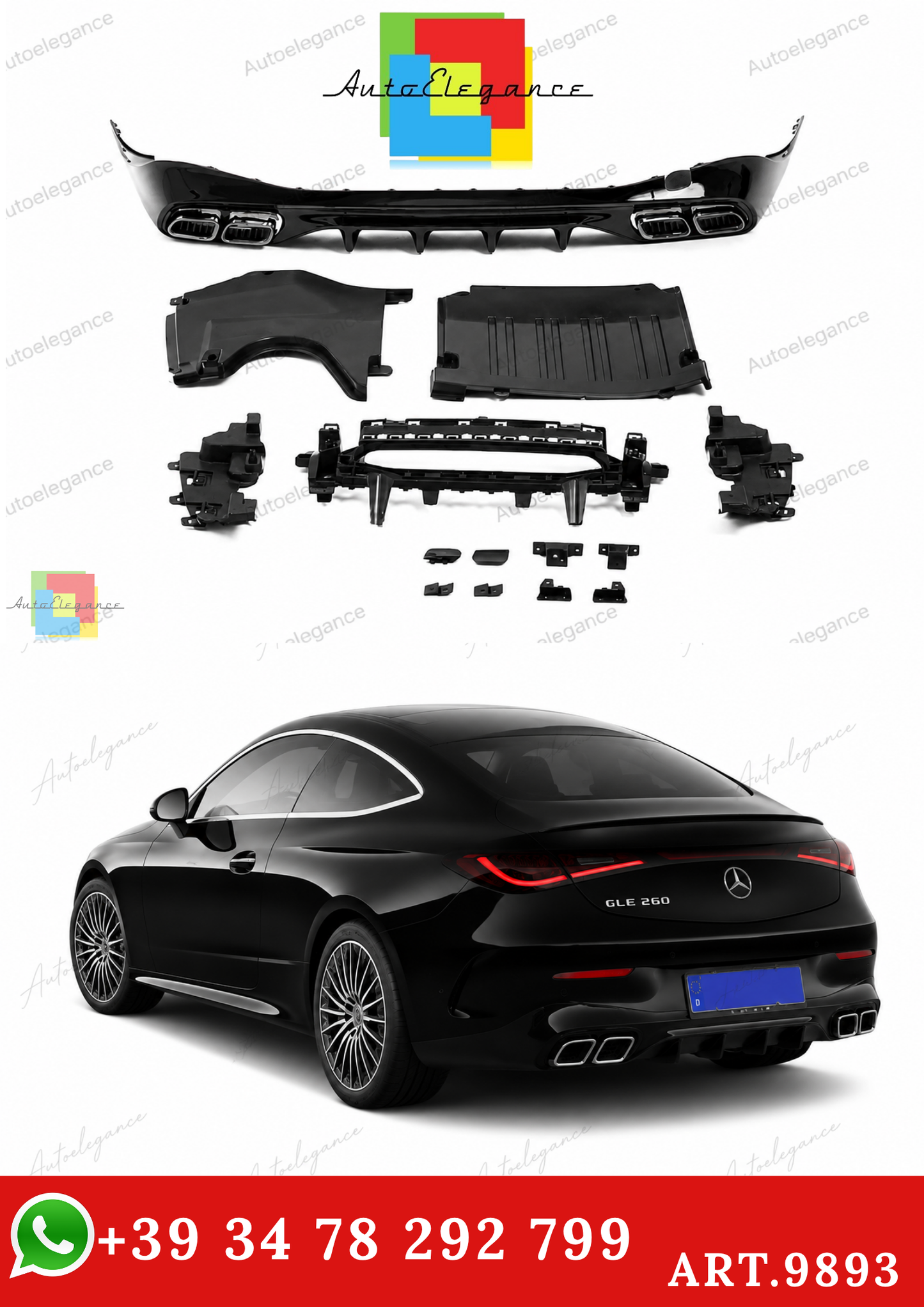 💕ART.9893  Diffusore mercedes  w236 c236 cle look 63 s AMG nero💕