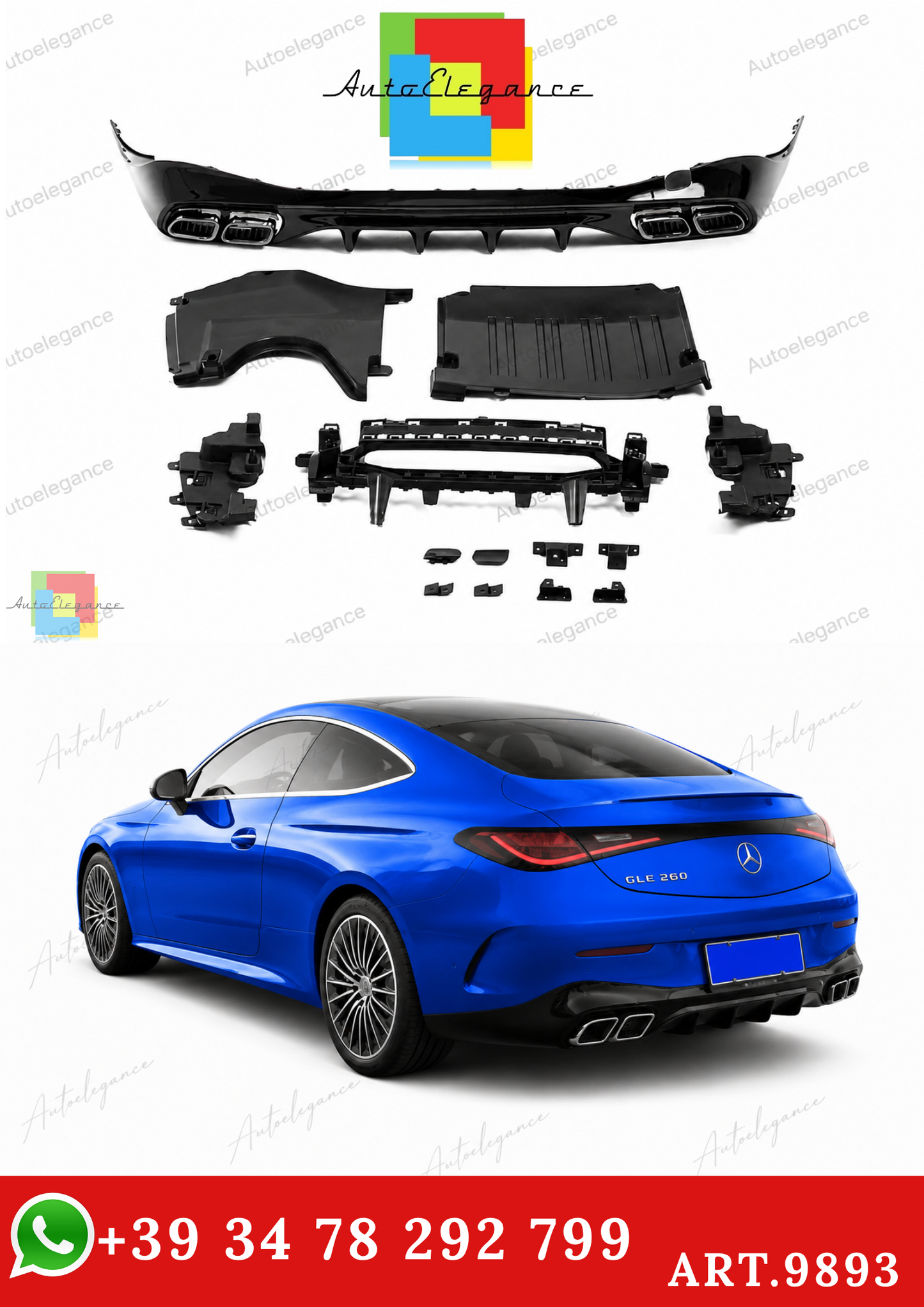 💕ART.9893  Diffusore mercedes  w236 c236 cle look 63 s AMG nero💕