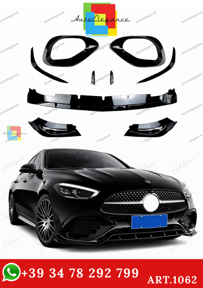 🔥ART.1062 KIT AERO ANTERIORE PER MERCEDES CLASSE C W206 2021 AMG NERO LUCIDO🔥