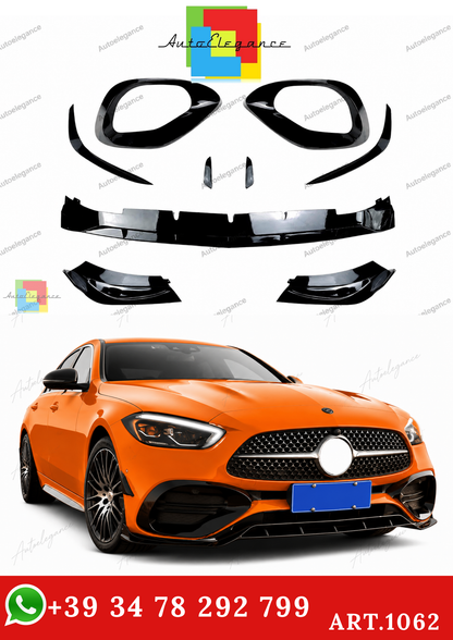 🔥ART.1062 KIT AERO ANTERIORE PER MERCEDES CLASSE C W206 2021 AMG NERO LUCIDO🔥